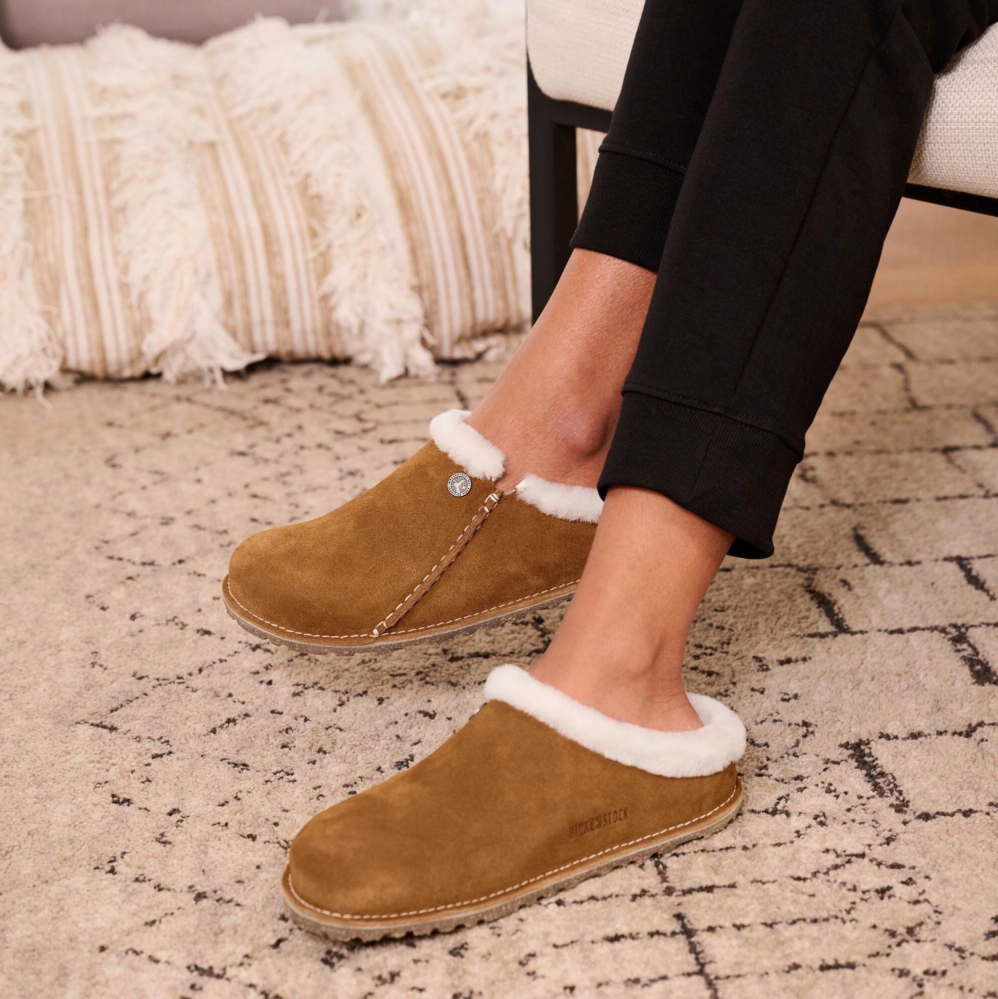 Birkenstock Zermatt Premium mink suede/natural shearling with rubber/cork sole
