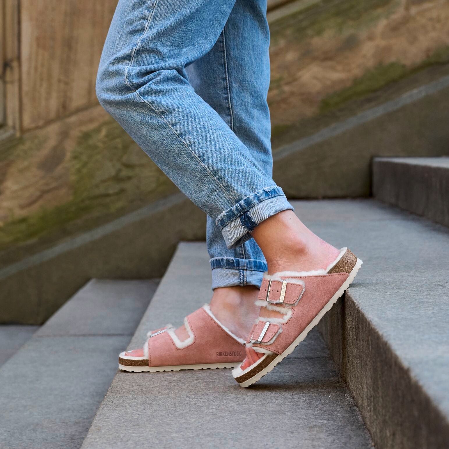 Birkenstock Arizona Shearling pink clay suede/natural shearling