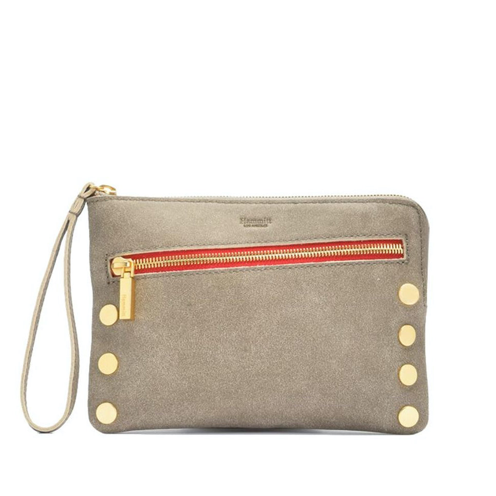 Hammitt Nash Sml Crossbody pewter/brushed gold red zip