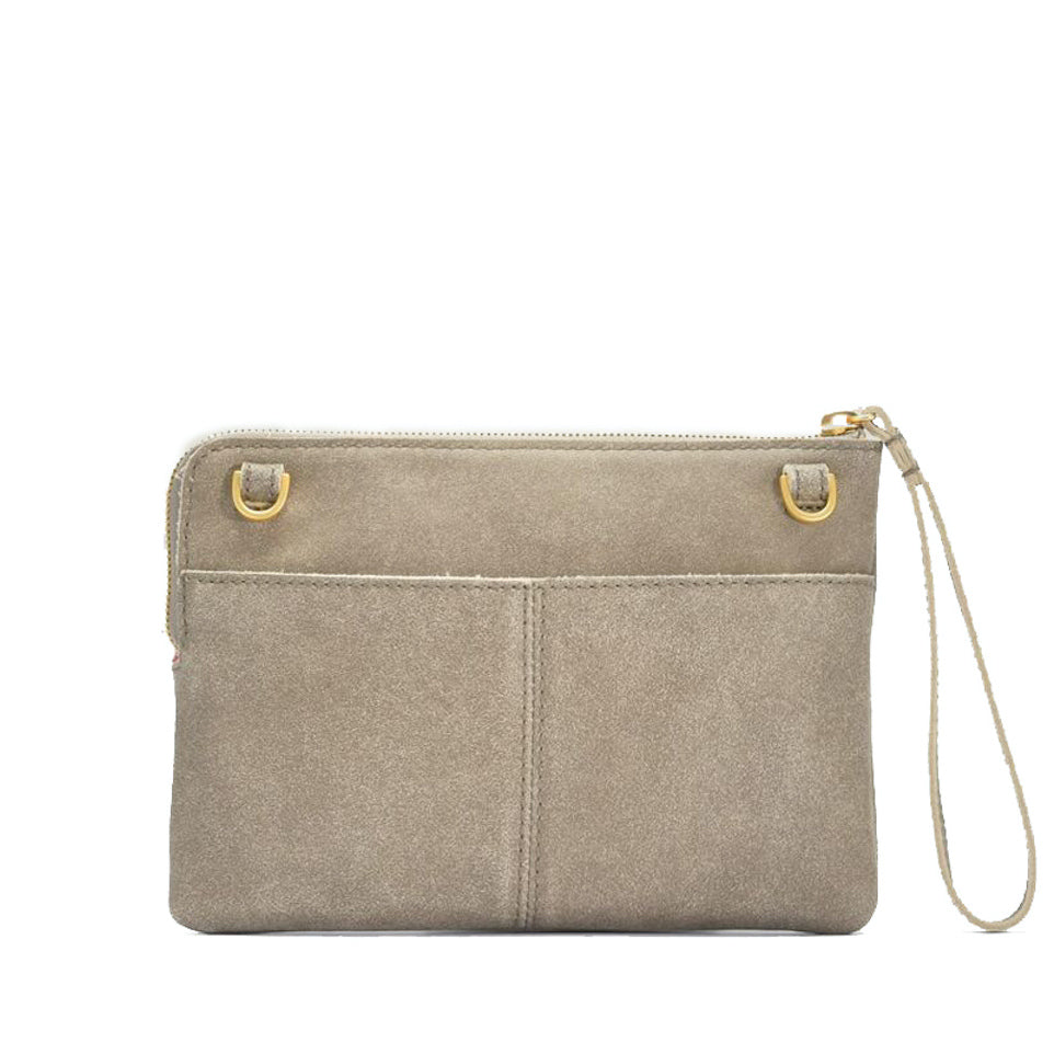 Hammitt Nash Sml Crossbody Wristlet pewter/brushed gold red zip