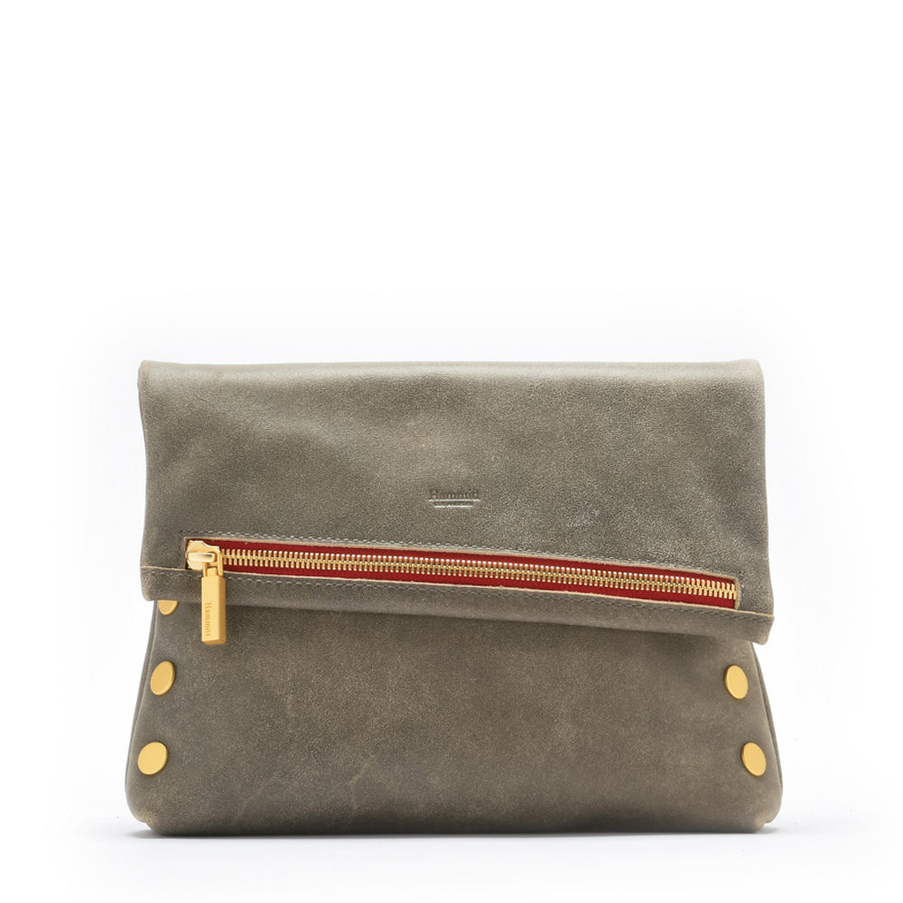Hammitt VIP Med Crossbody Clutch pewter/brushed gold red zip