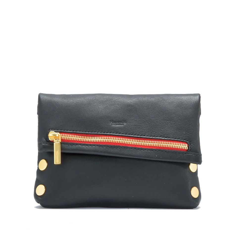 Hammitt VIP Sml Crossbody Clutch black/brushed gold red zip