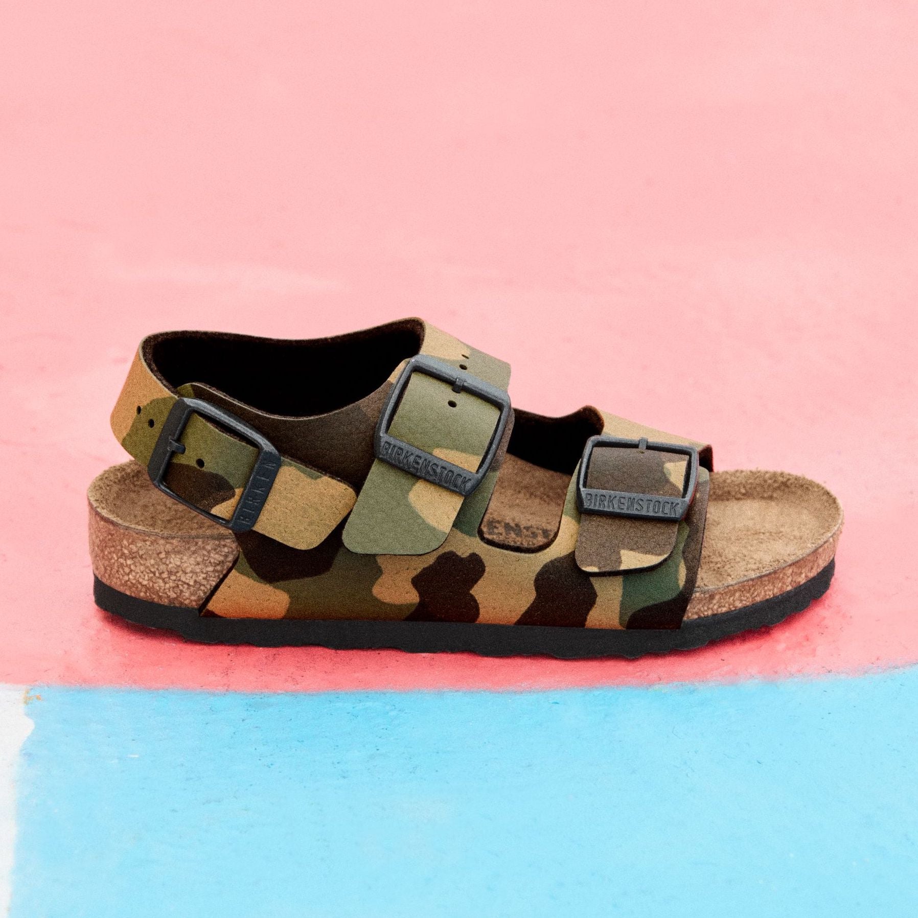 Birkenstock Kids Milano desert soil camo khaki Birko-Flor