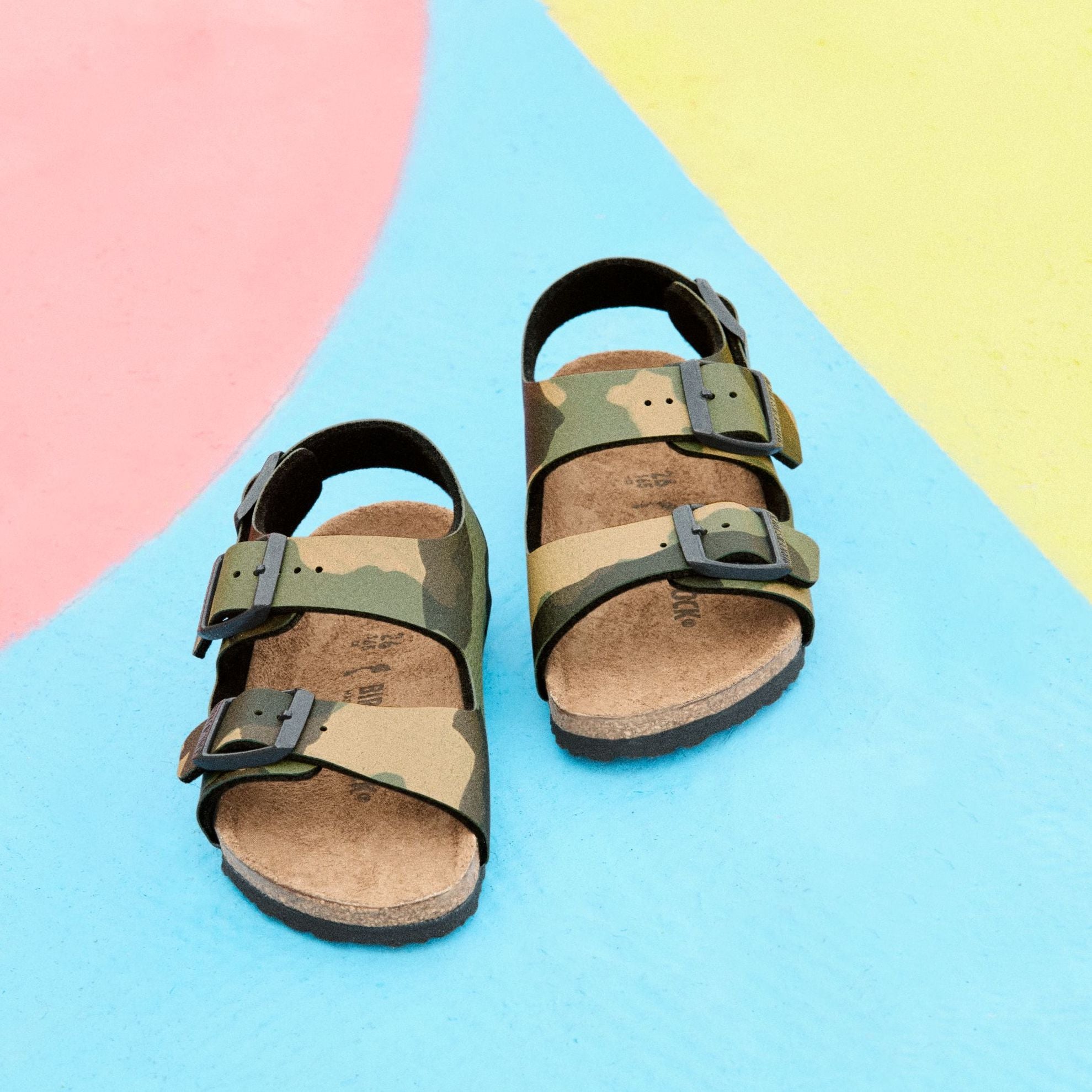 Birkenstock Kids Milano desert soil camo khaki Birko-Flor