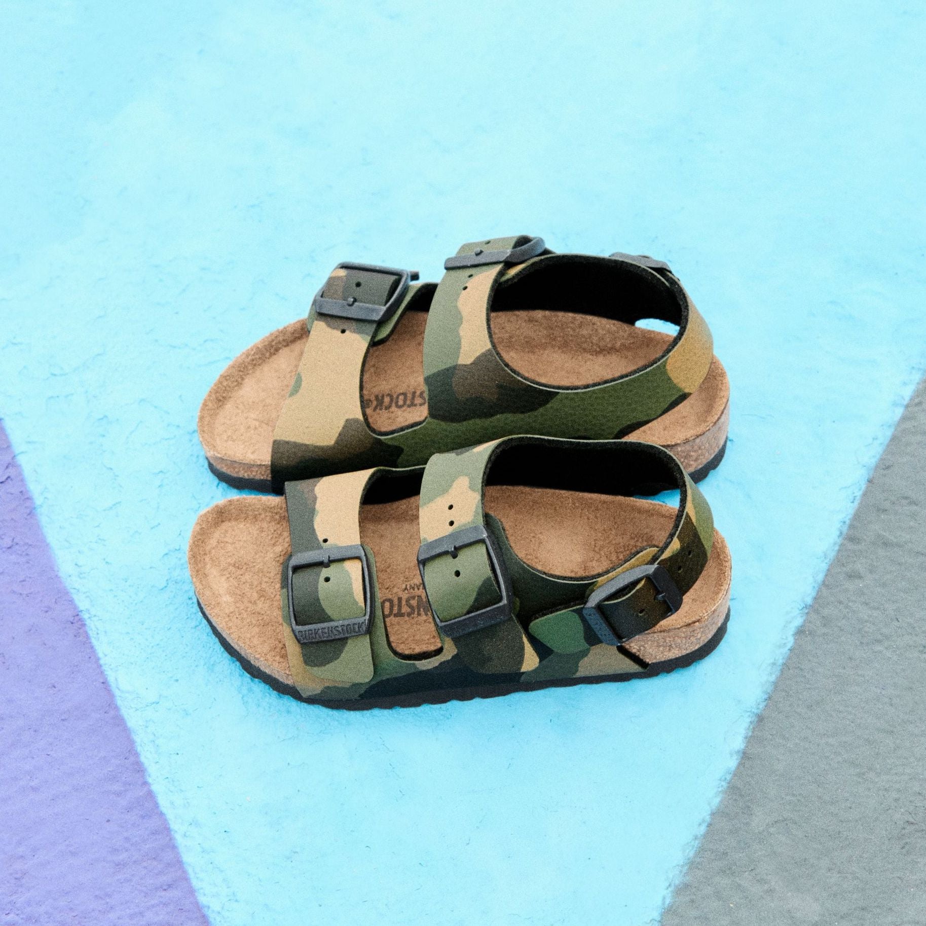 Birkenstock Kids Milano desert soil camo khaki Birko-Flor