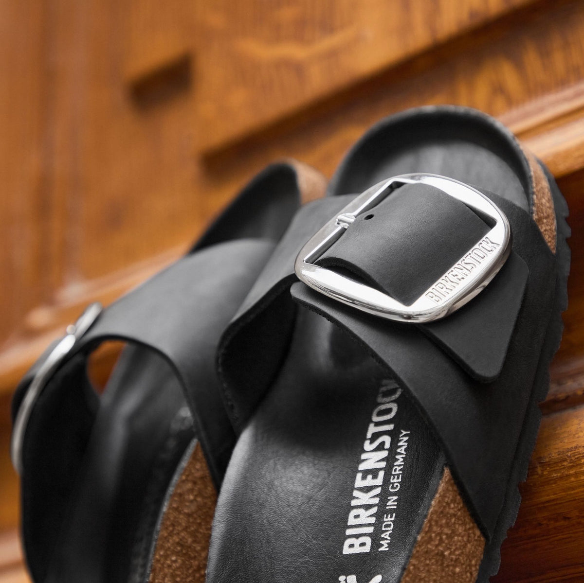 Birkenstock Madrid Big Buckle black oiled leather