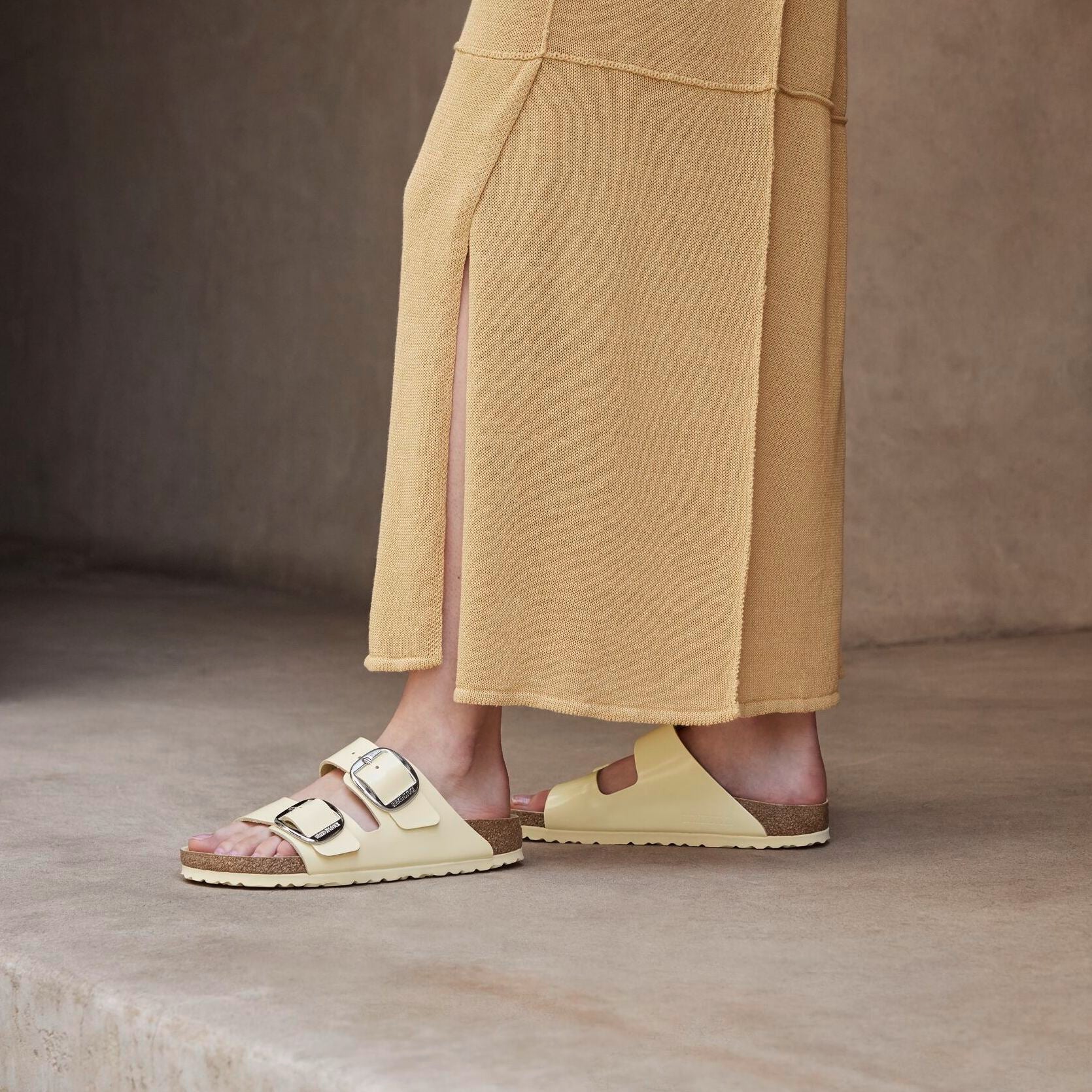 Birkenstock Arizona Big Buckle high shine butter leather