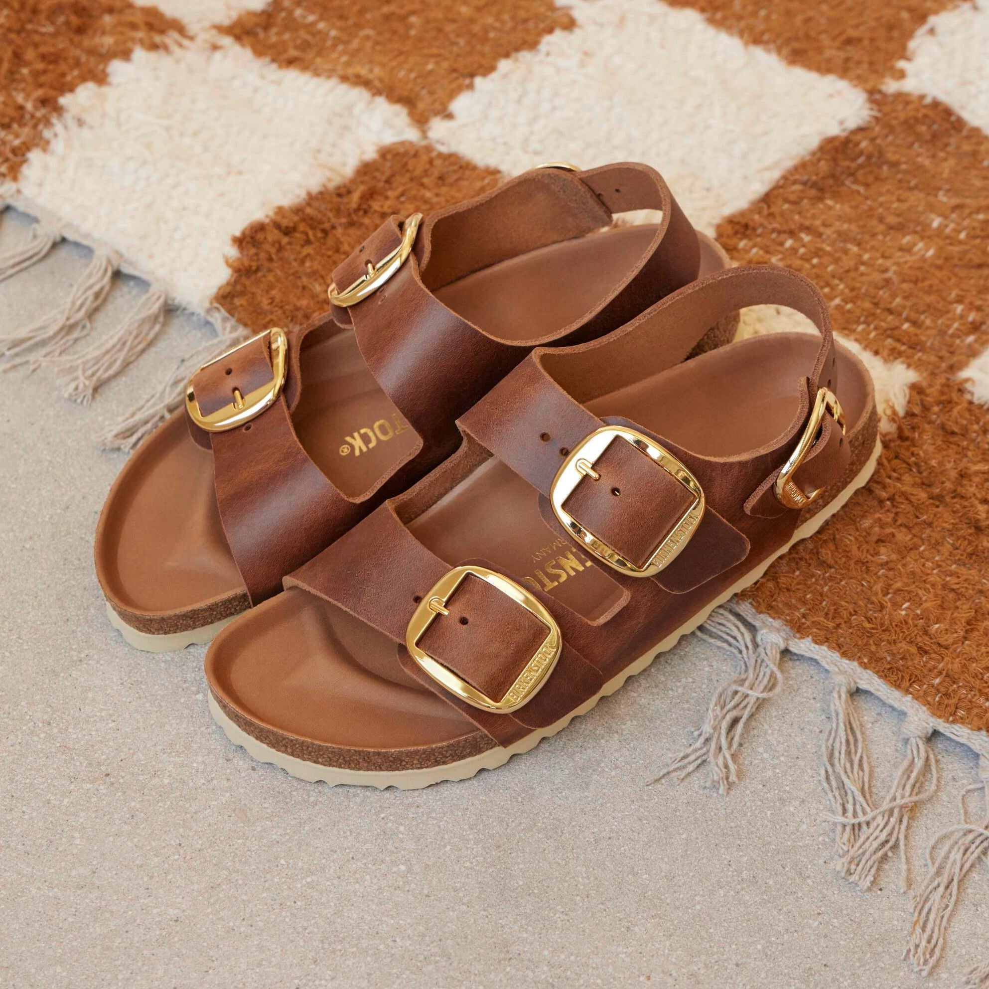 Birkenstock Milano Big Buckle cognac oiled leather
