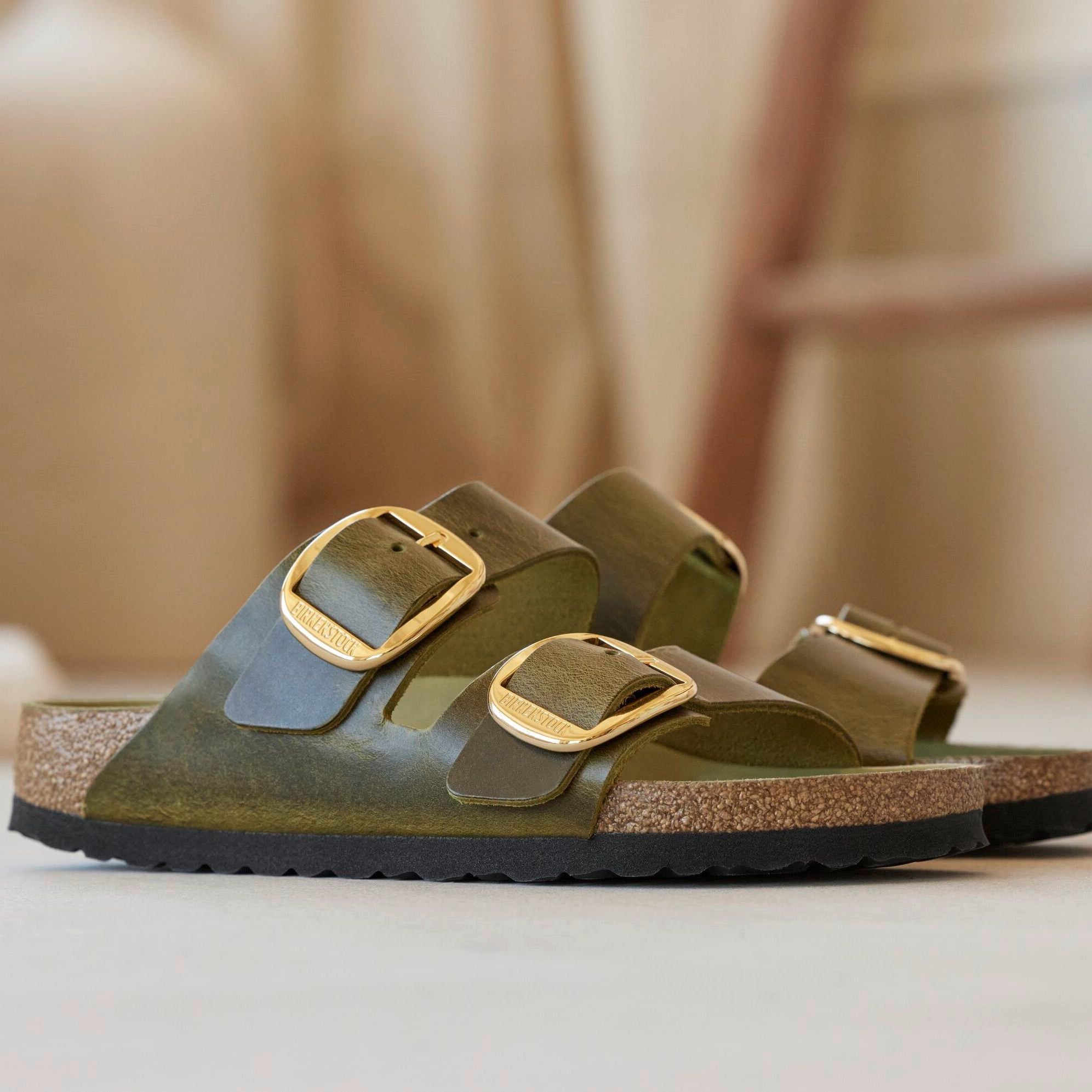Birkenstock Arizona Big Buckle green olive oiled leather