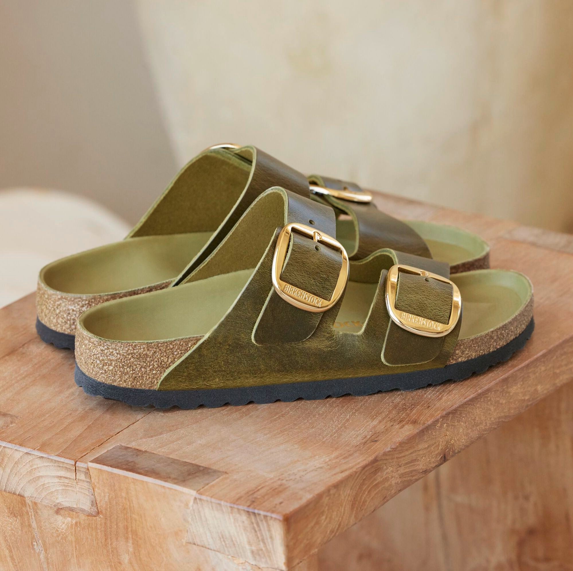 Birkenstock Arizona Big Buckle green olive oiled leather