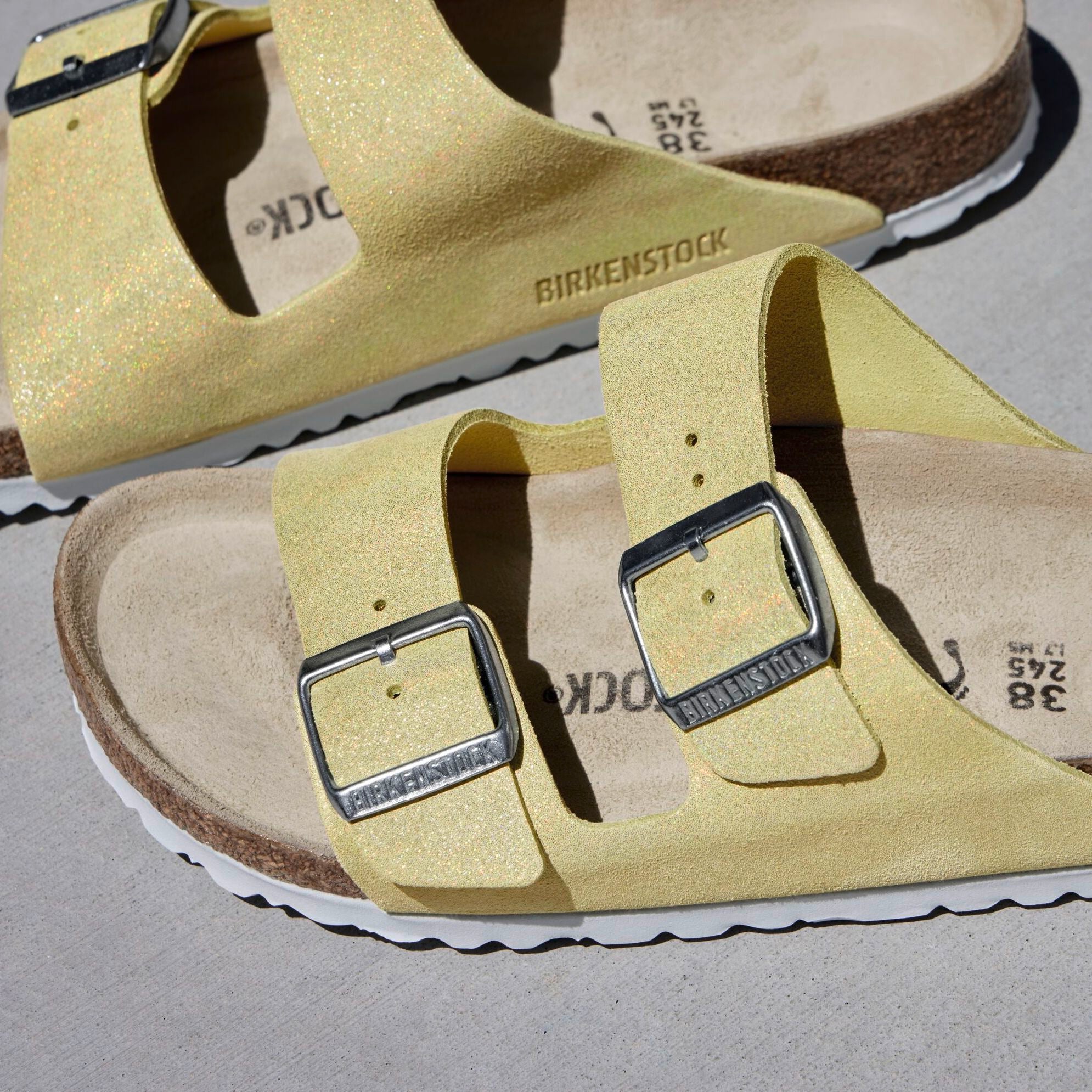 Birkenstock Arizona shimmering popcorn suede