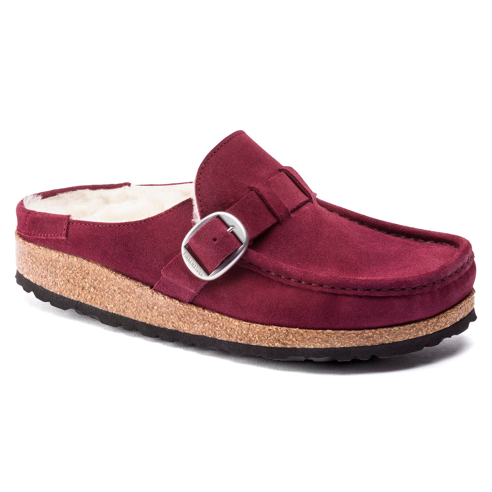 Birkenstock Buckley Shearling maroon suede/natural shearling