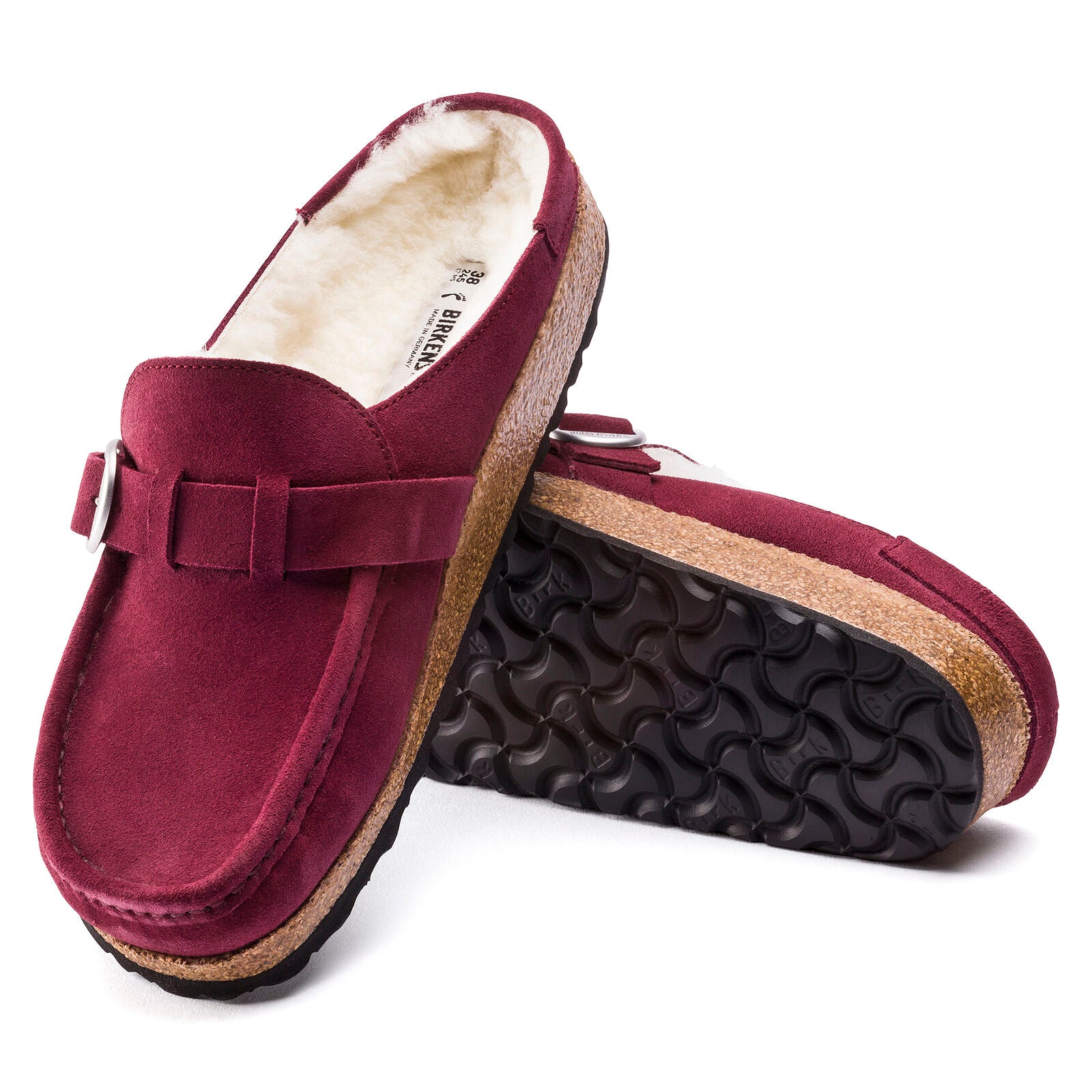 Birkenstock Buckley Shearling maroon suede/natural shearling