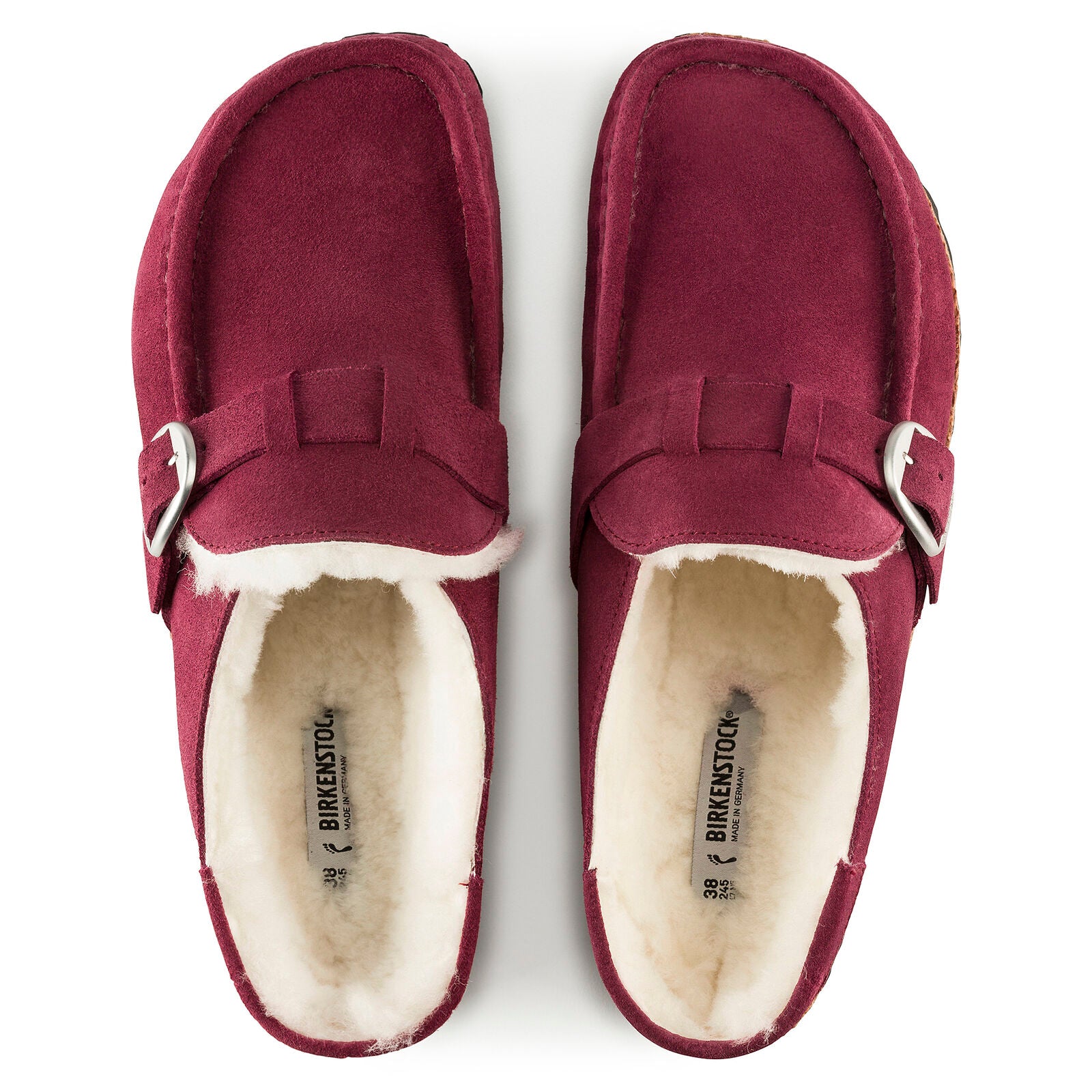 Birkenstock Buckley Shearling maroon suede/natural shearling