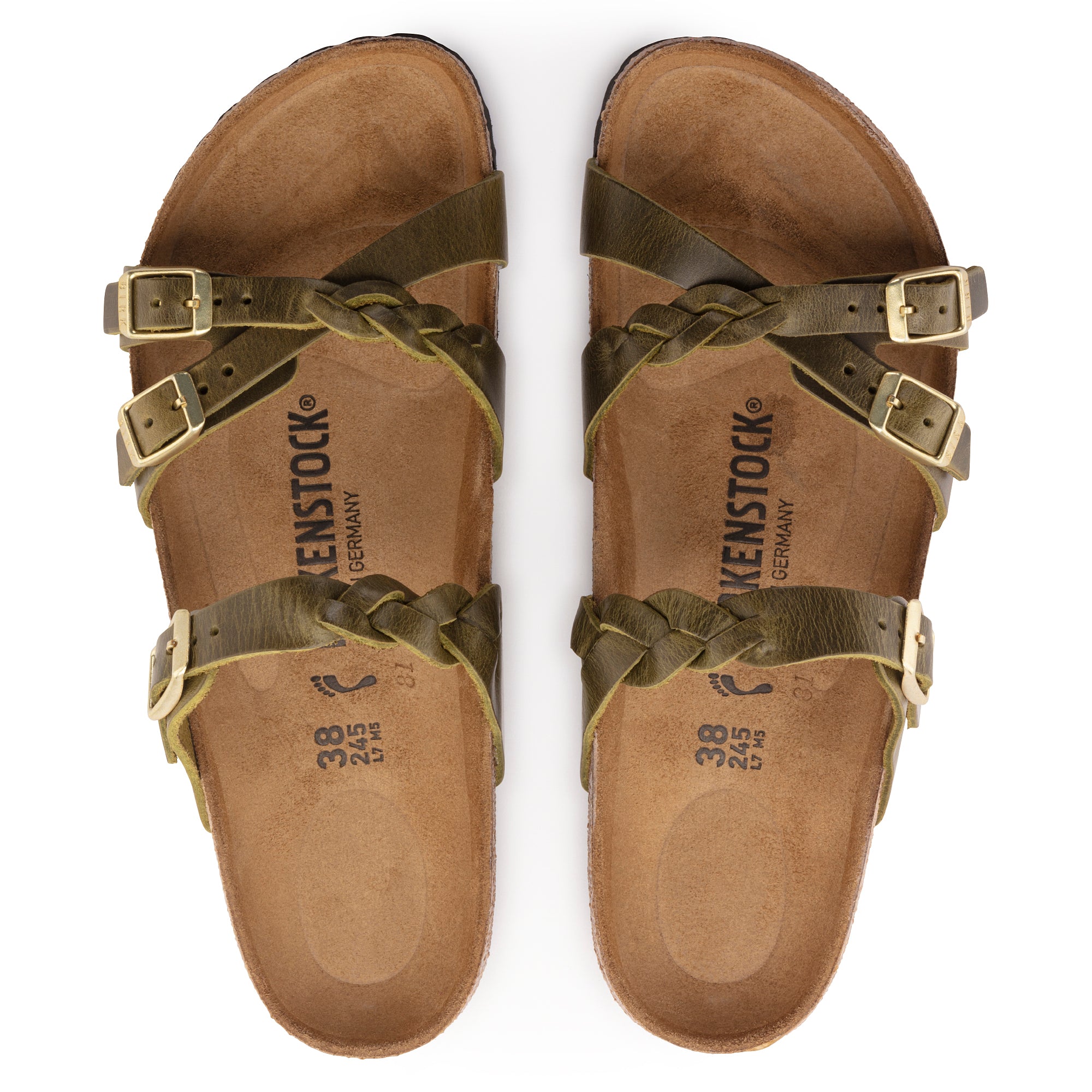 Birkenstock Limited Edition Franca Braid green olive oiled leather