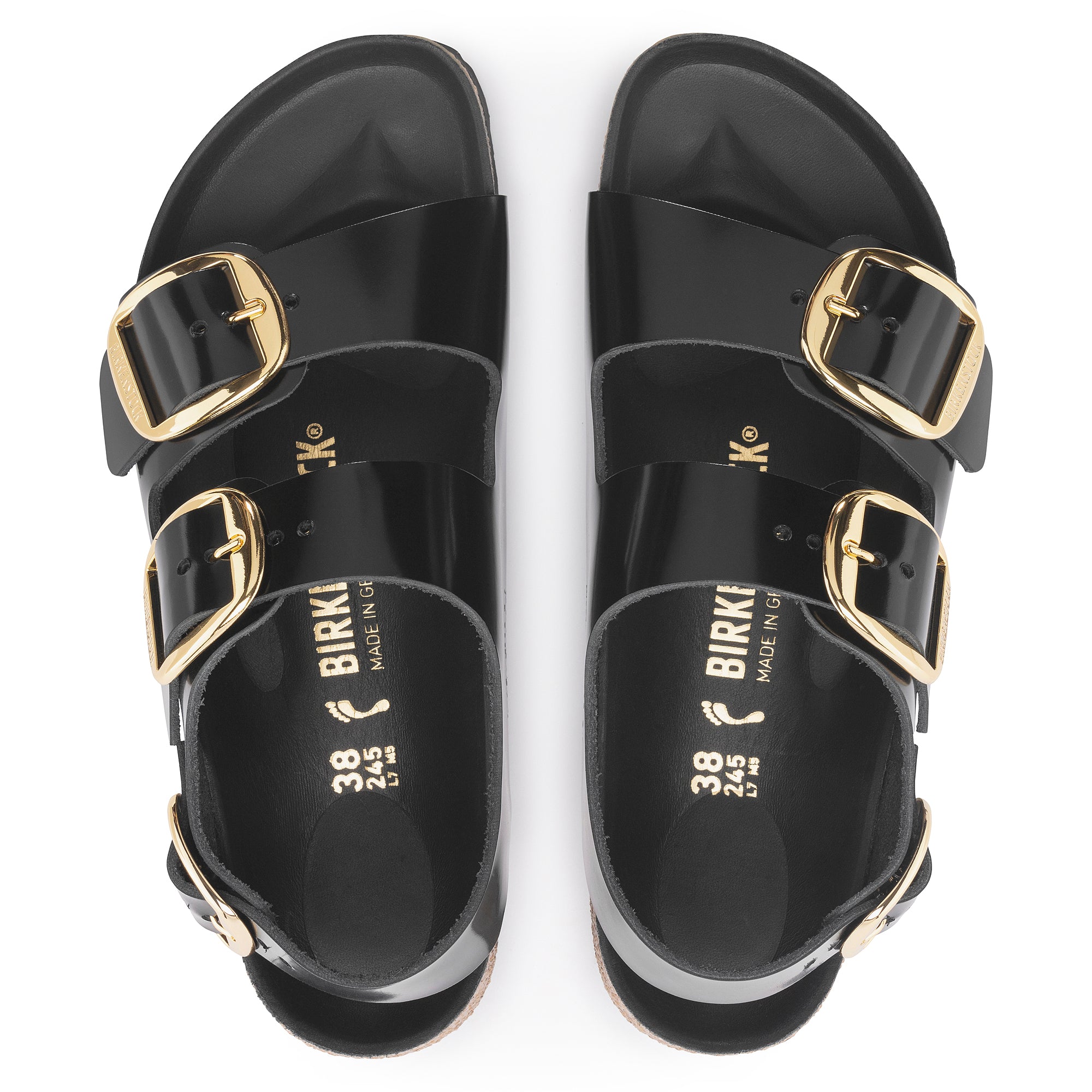 ビルケンシュトック MILANO BIG BUCKLE ブラック　38 Birkenstock Milano Big Buckle high shine black leather
