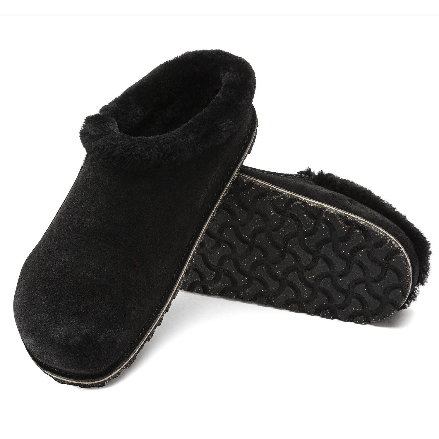 Birkenstock Zermatt Premium black suede/black shearling with rubber/cork sole