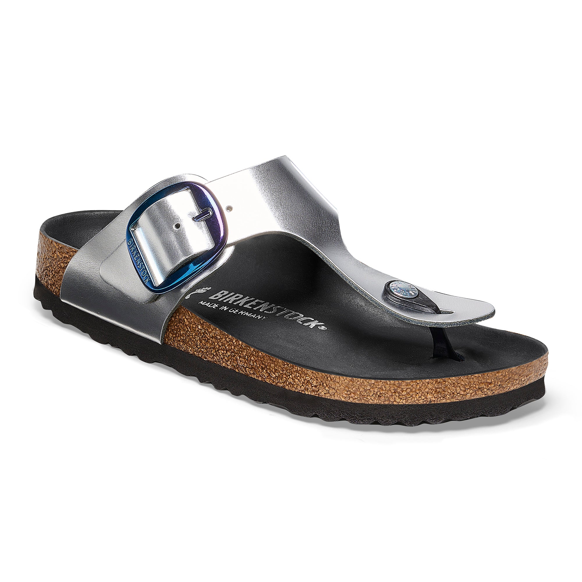 Birkenstock Limited Edition Gizeh Big Buckle metallic silver leather