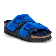 Papillio Arizona Platform Big Buckle blue shearling/midnight shearling by Birkenstock