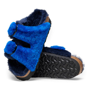 Papillio Arizona Platform Big Buckle blue shearling/midnight shearling by Birkenstock