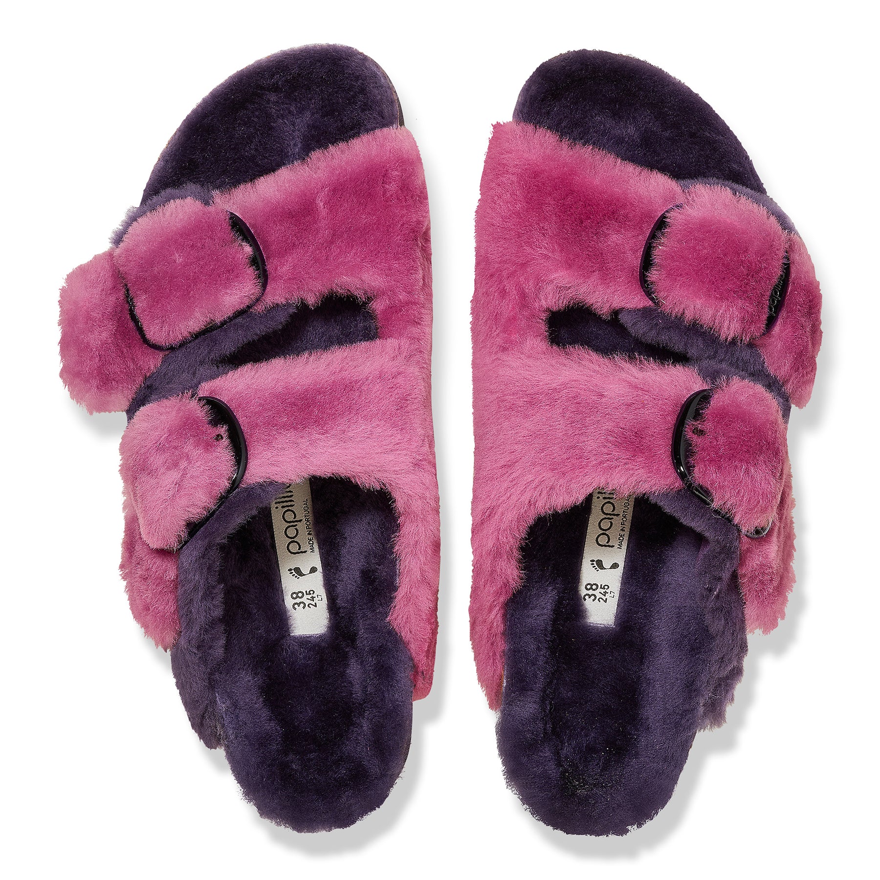 Papillio Arizona Platform Big Buckle berry shearling/purple shearling by Birkenstock