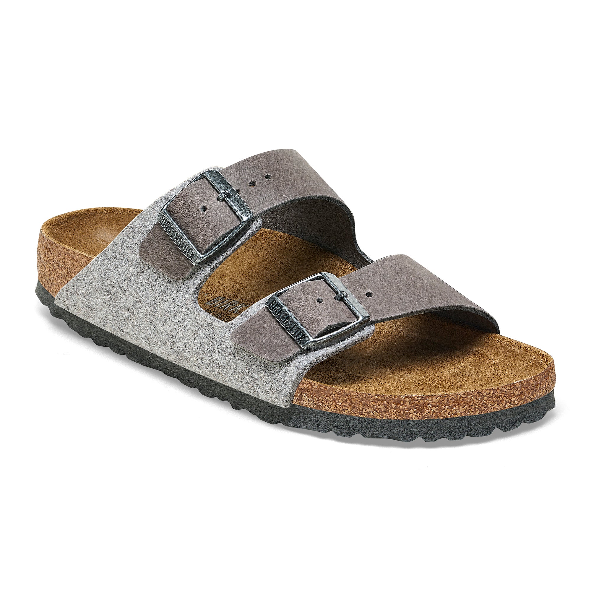 Birkenstock Arizona iron oiled leather light gray wool