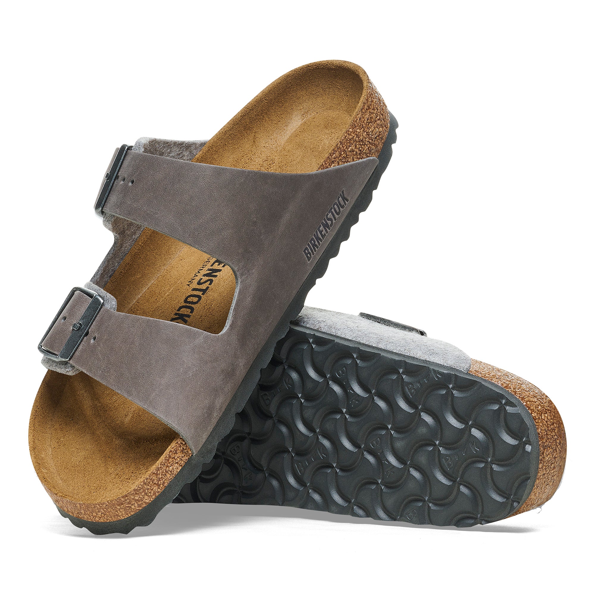 Birkenstock Arizona iron oiled leather/light gray wool