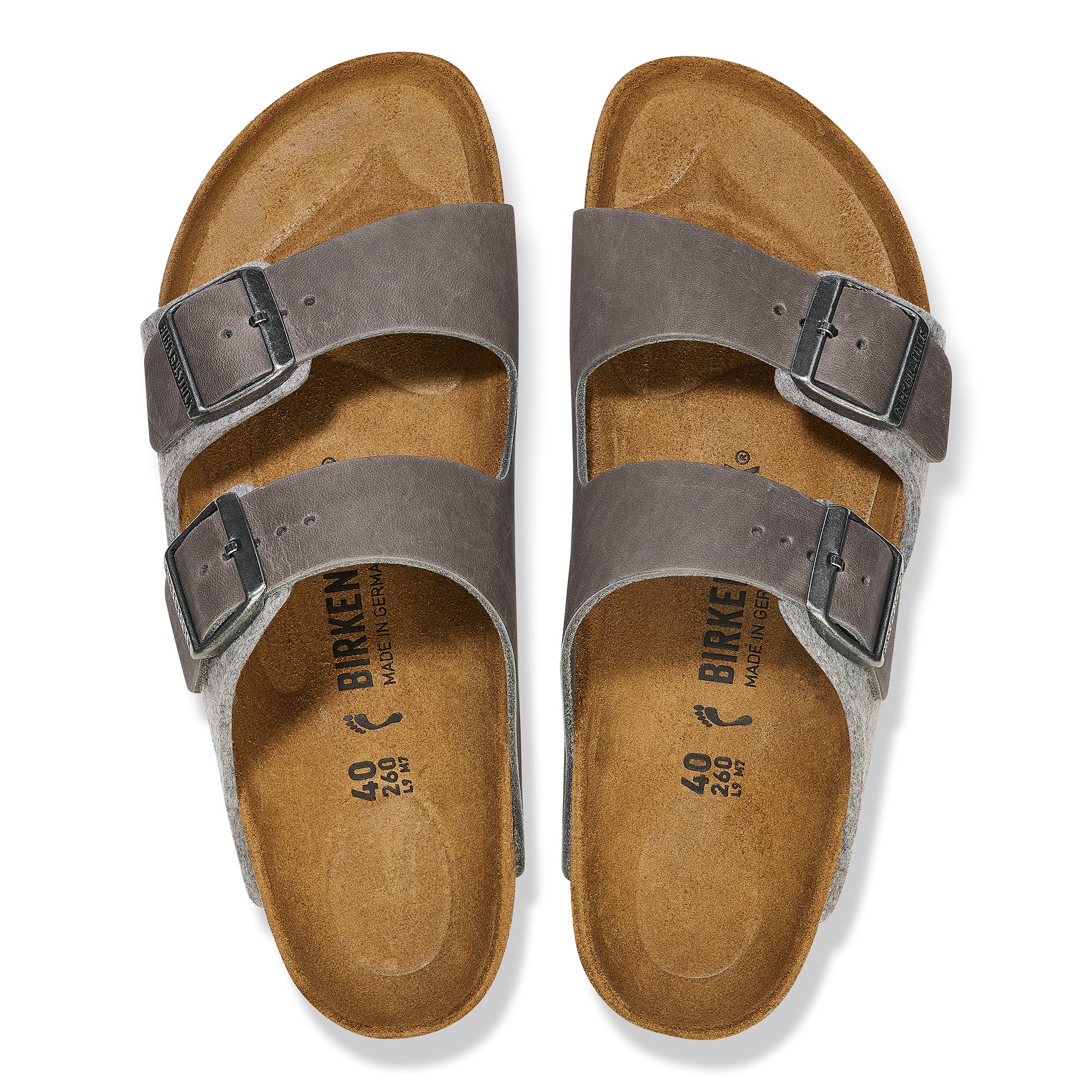 Birkenstock Arizona iron oiled leather/light gray wool