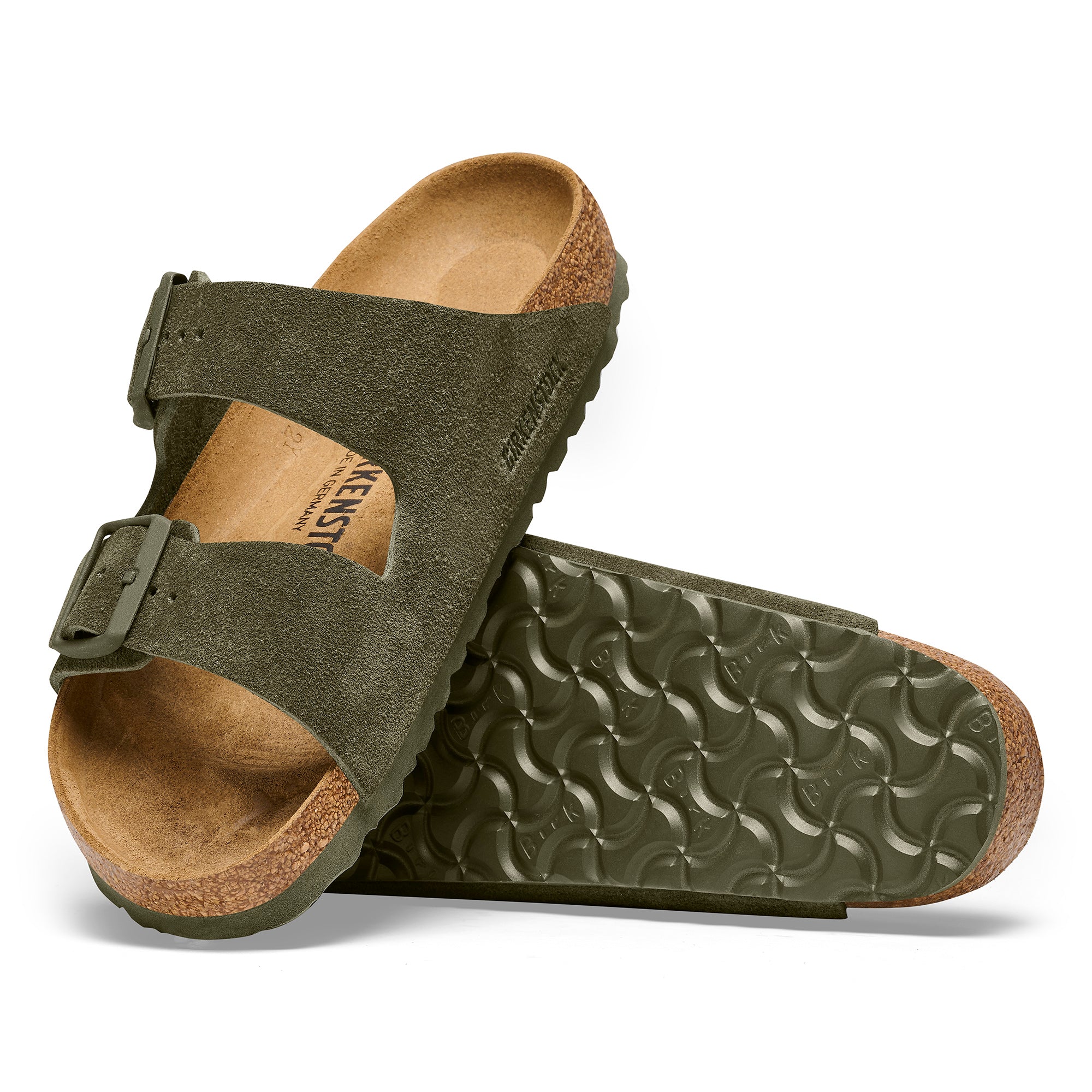 Birkenstock Arizona thyme suede with green sole