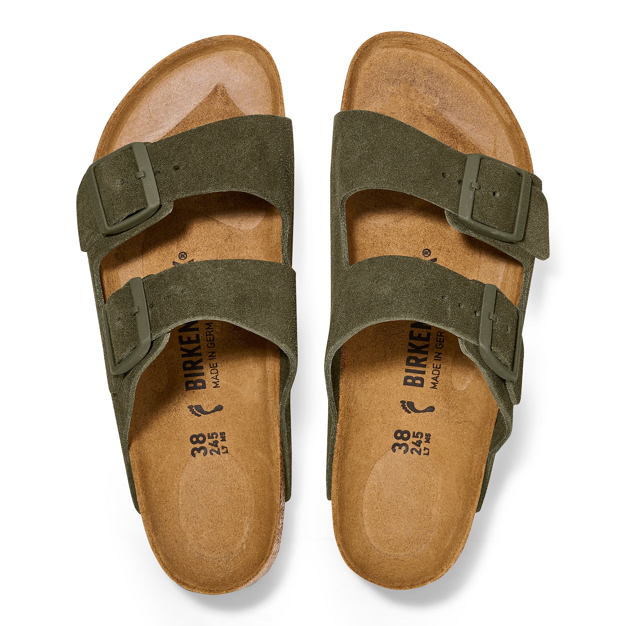 Birkenstock Arizona thyme suede with green sole