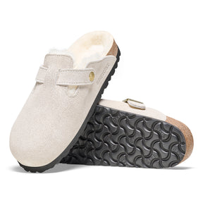 Birkenstock Limited Edition Boston antique white suede/white shearling