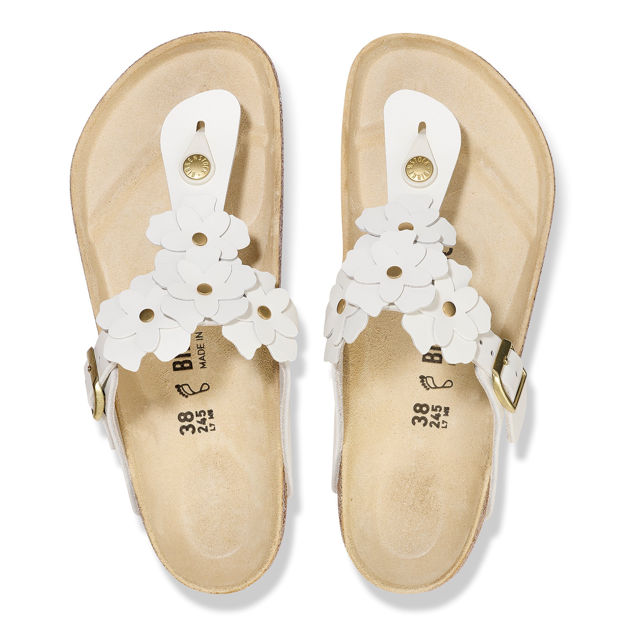 Birkenstock Gizeh Flowers white leather