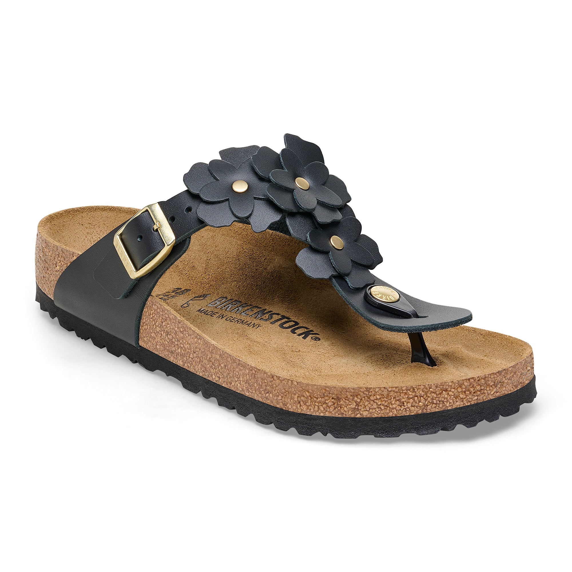 Birkenstock Limited Edition Gizeh Flowers black leather
