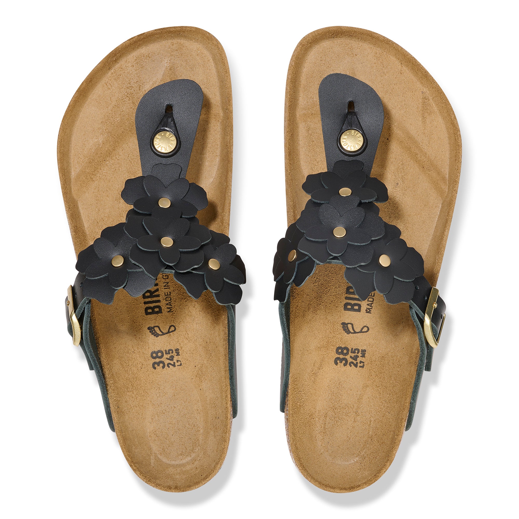 Birkenstock Limited Edition Gizeh Flowers black leather