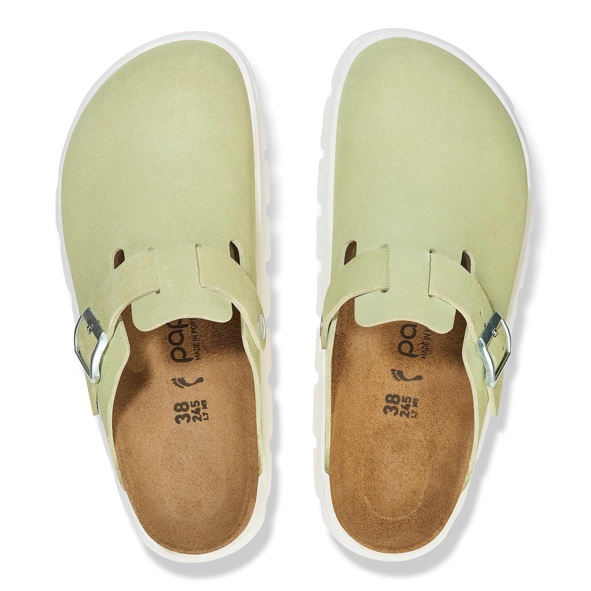 Papillio Boston Chunky faded lime suede by Birkenstock