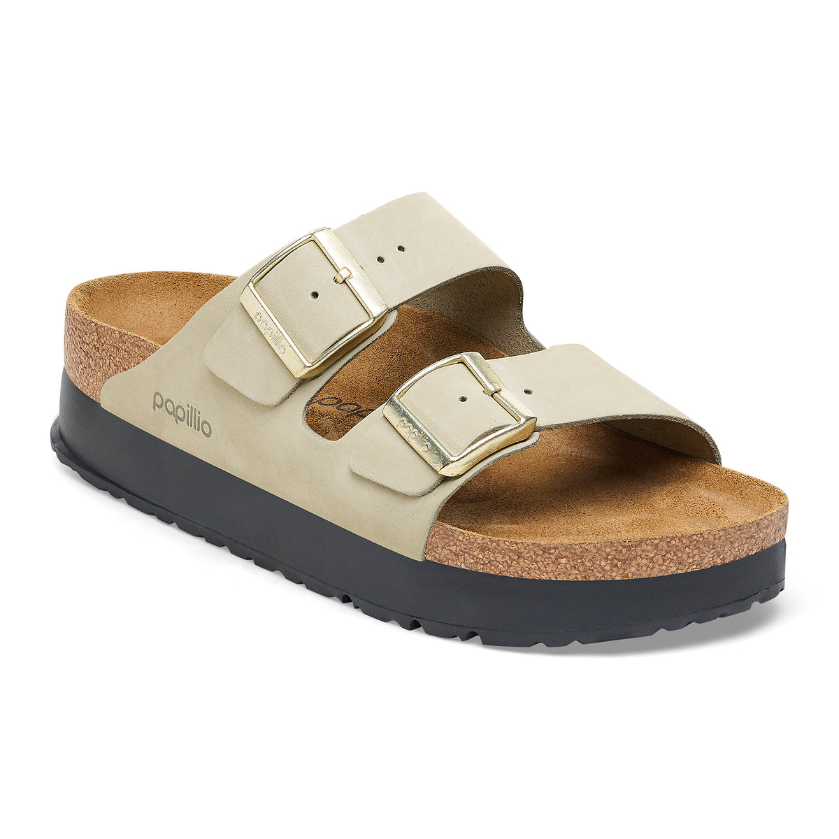 Birkenstock Arizona Platform Vegan Women Birkenstock Papillio Arizona Groved Platform ~ Watercolor khaki display picture 1