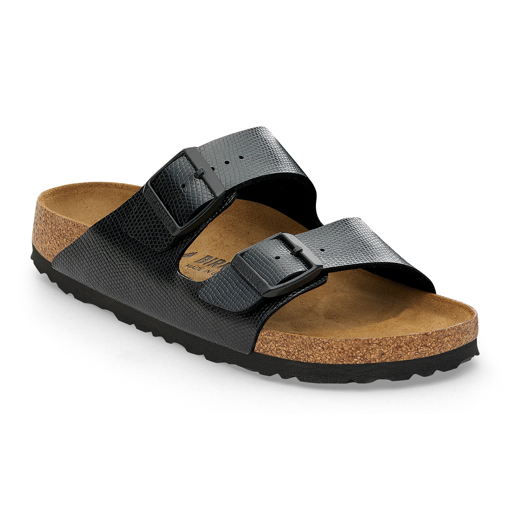 Birkenstock Arizona lizard embossed black Birko-Flor