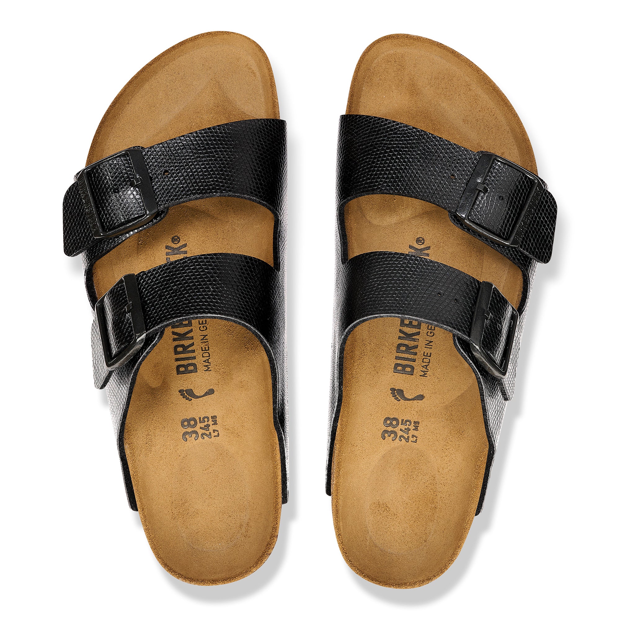 Birkenstock Arizona lizard embossed black Birko-Flor