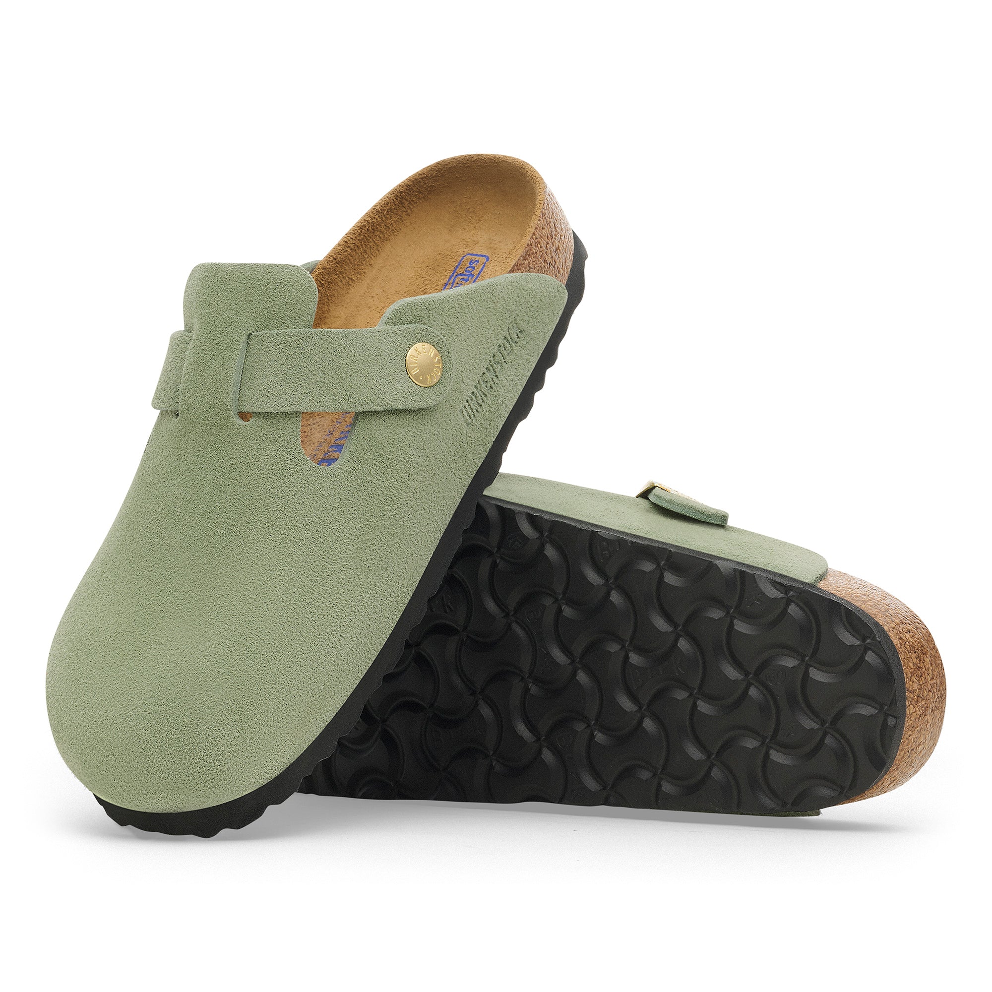 Birkenstock Boston Soft Footbed green tea suede