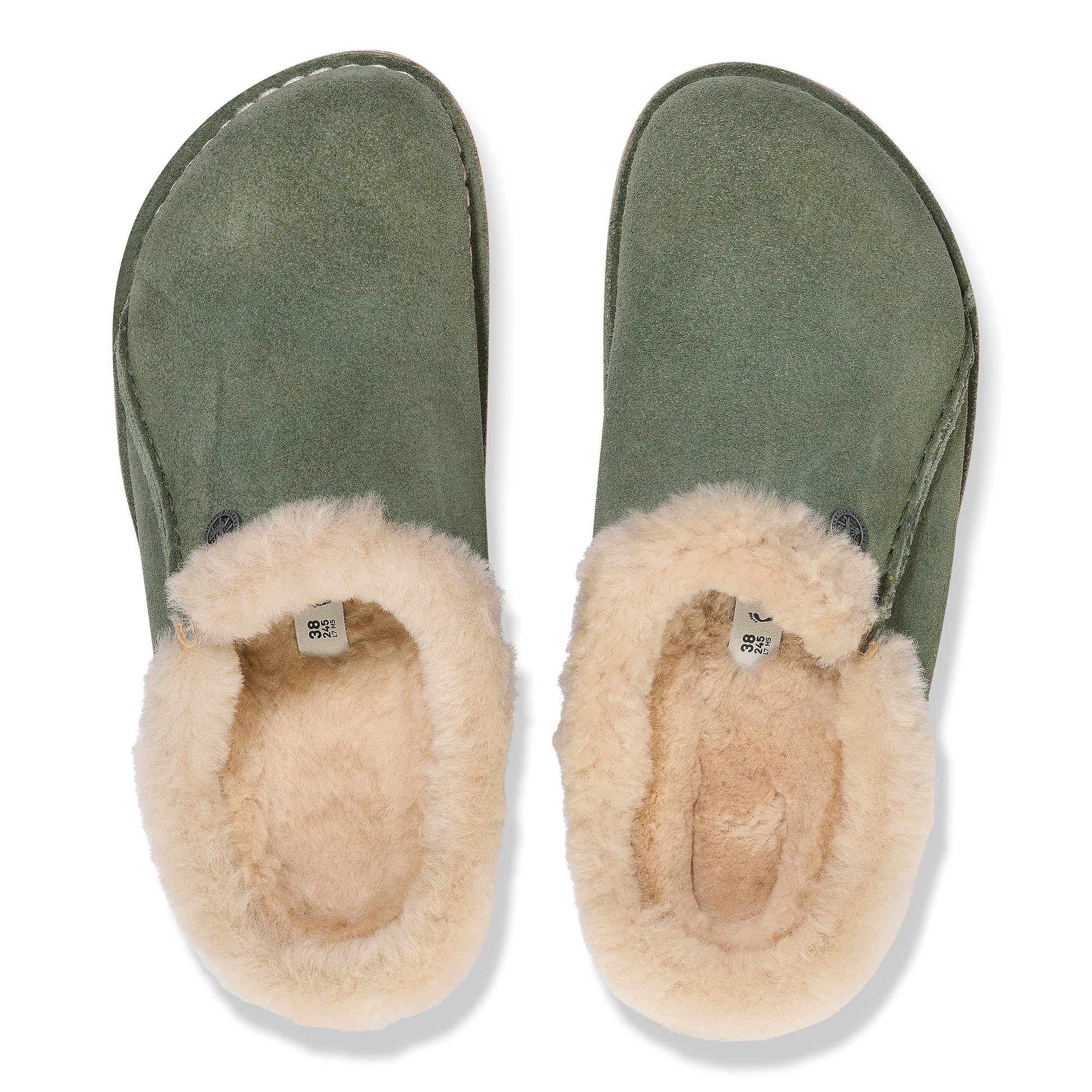 Birkenstock Zermatt Premium thyme suede/sandcastle shearling with rubber/cork sole