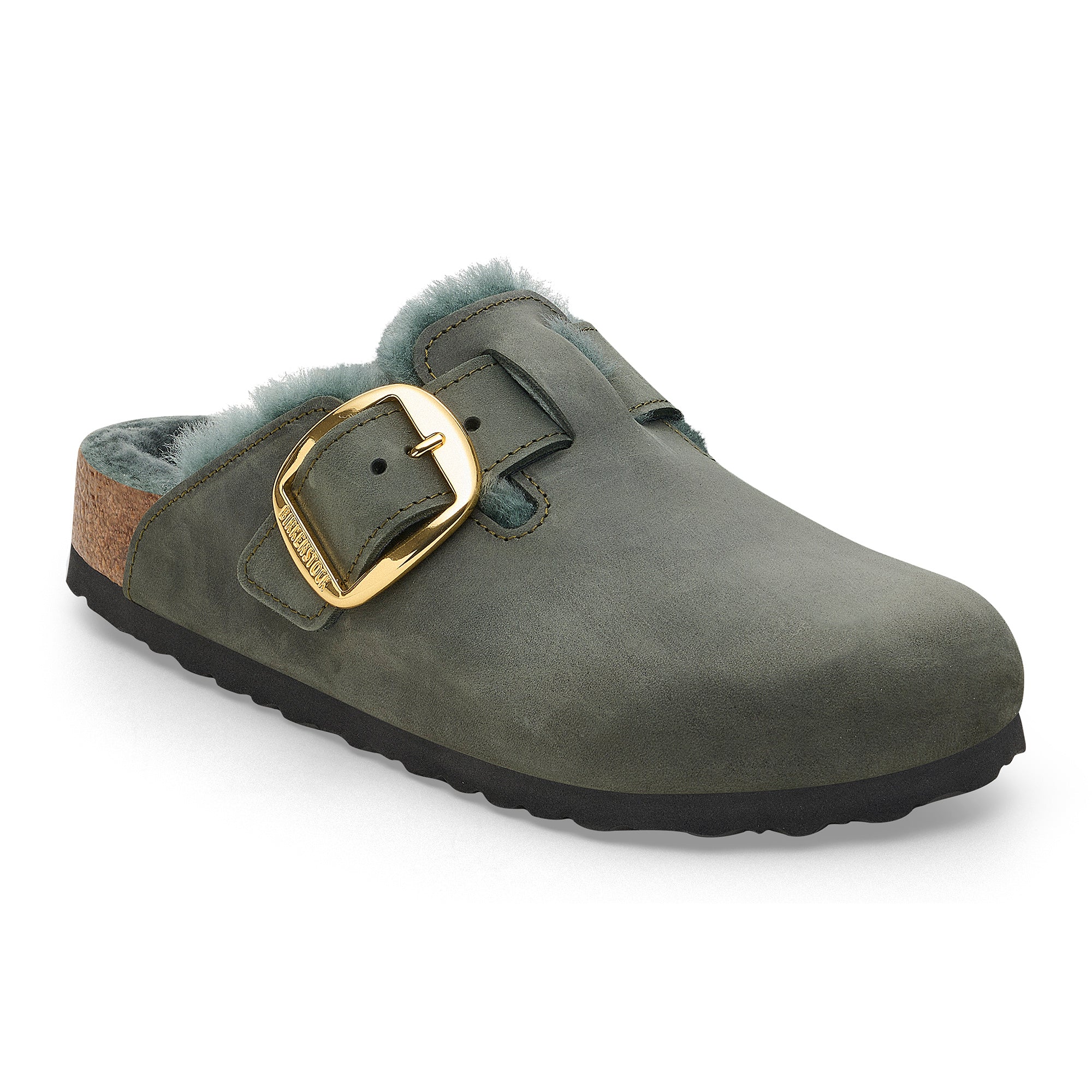 Birkenstock Boston Big Buckle Shearling thyme oiled leather/shearling