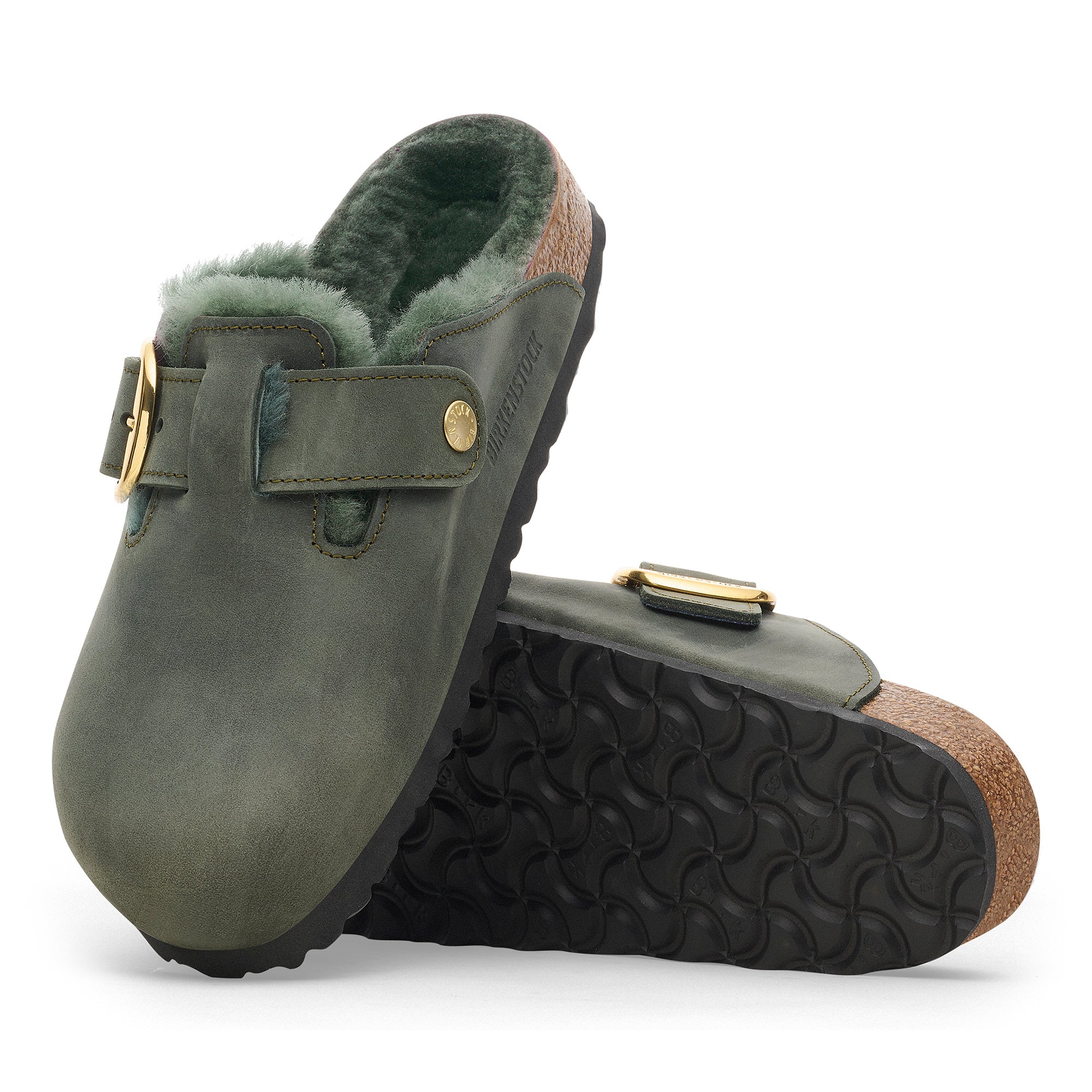 Birkenstock Boston Big Buckle Shearling thyme oiled leather/shearling