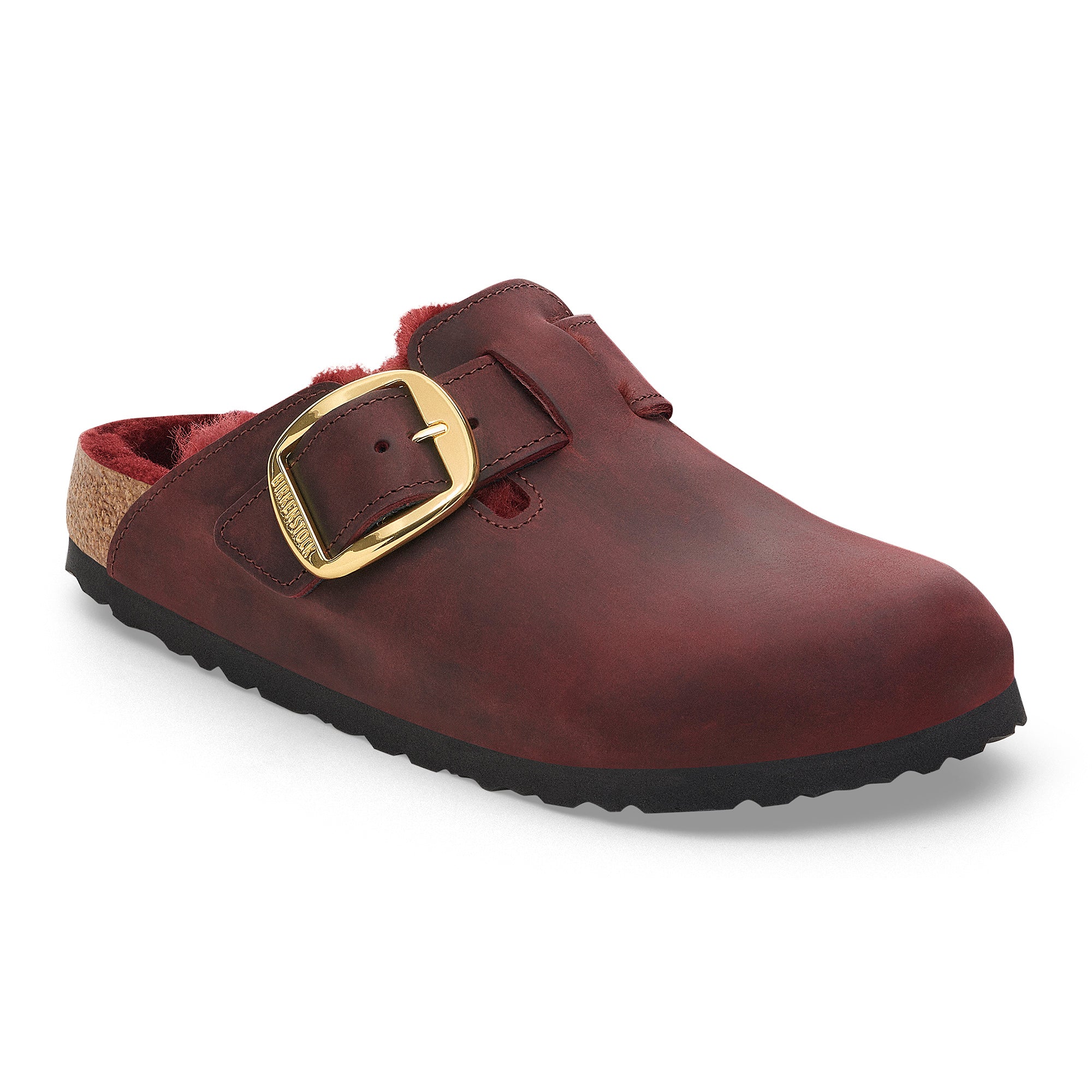 Birkenstock Boston Big Buckle Shearling zinfandel oiled leather/shearling