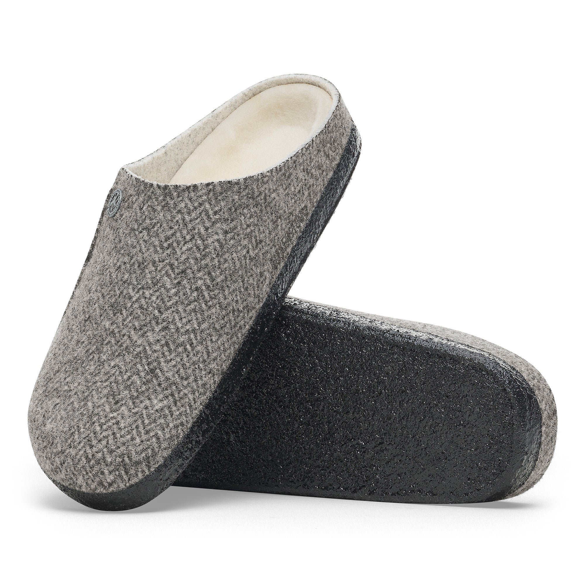 Birkenstock Zermatt Shearling herringbone gray wool/natural shearling