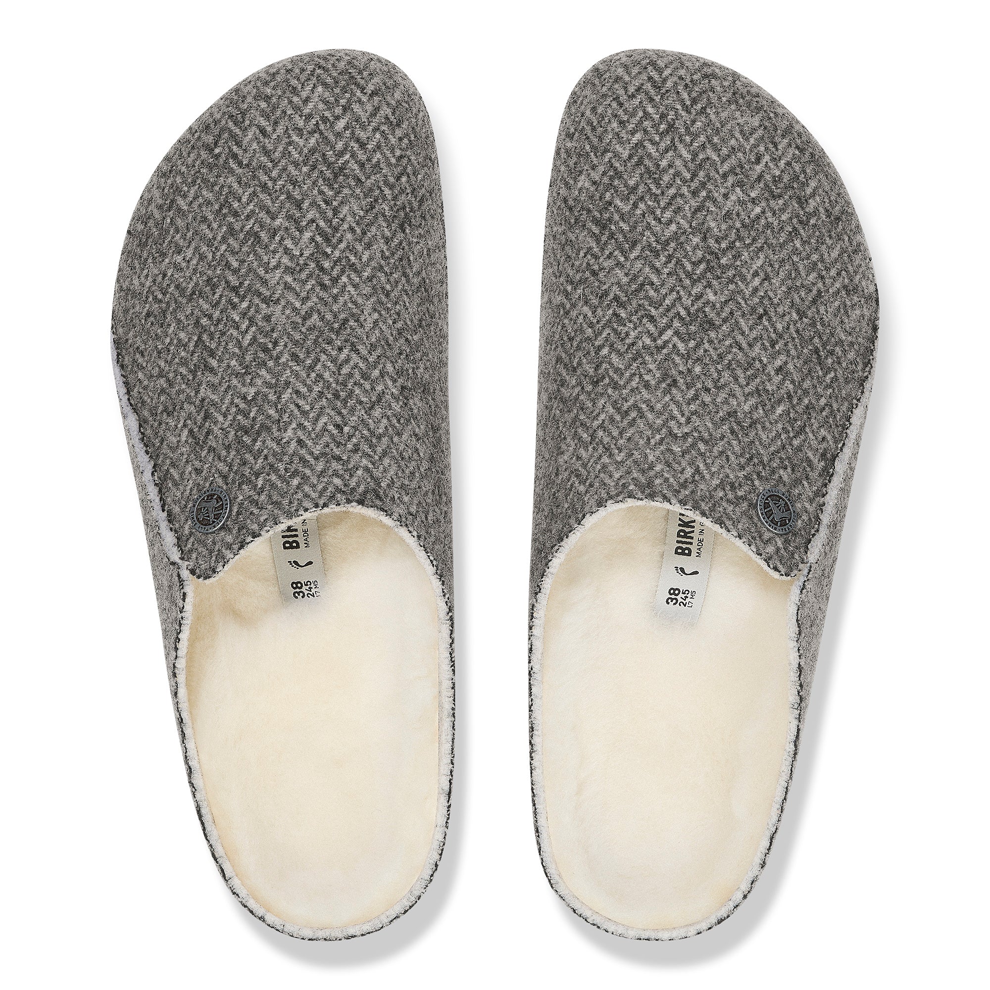 Birkenstock Zermatt Shearling herringbone gray wool/natural shearling