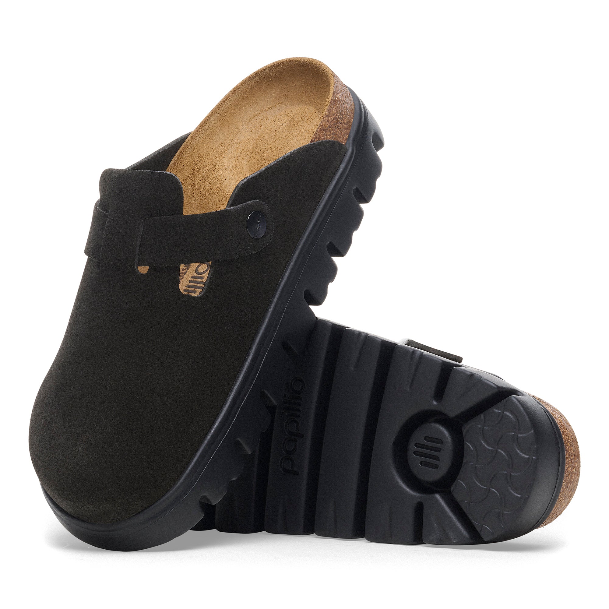 Papillio Boston Chunky black suede with black sole by Birkenstock