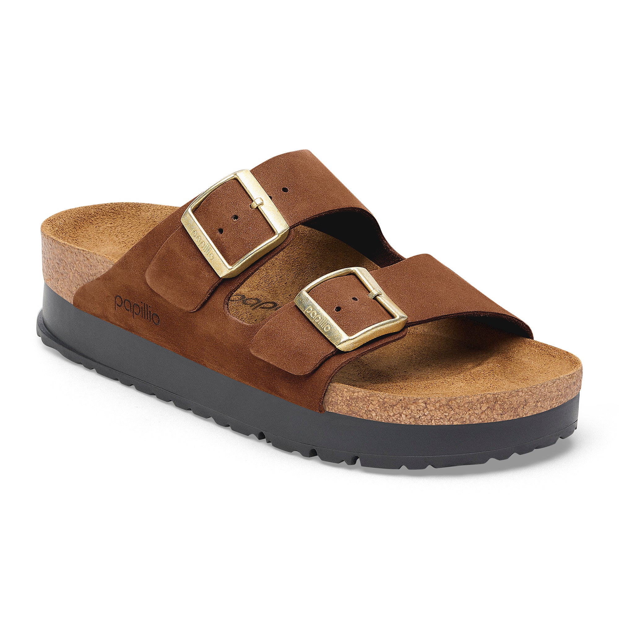 Papillio Arizona Platform dark tea nubuck by Birkenstock