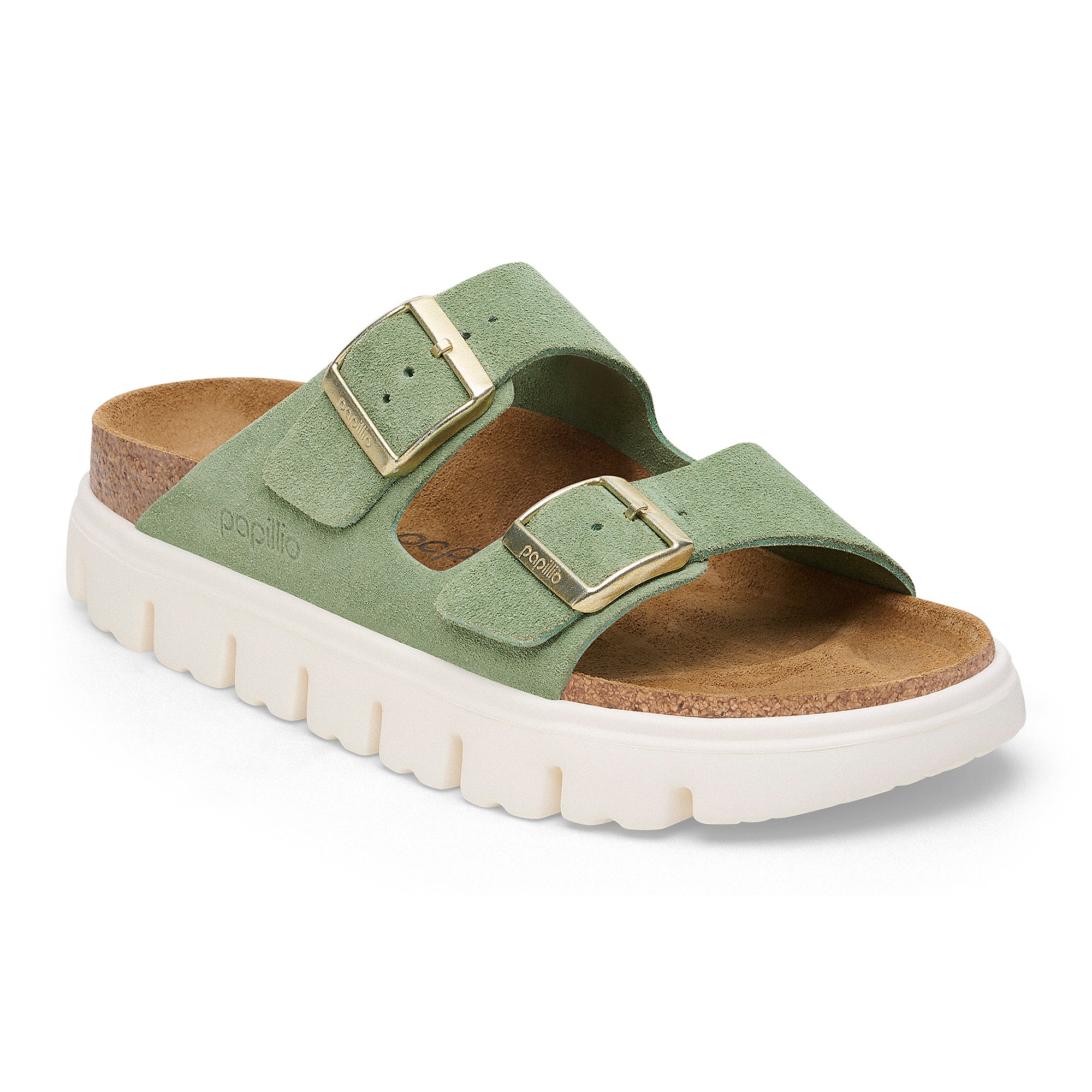 Papillio Arizona Chunky green tea suede by Birkenstock