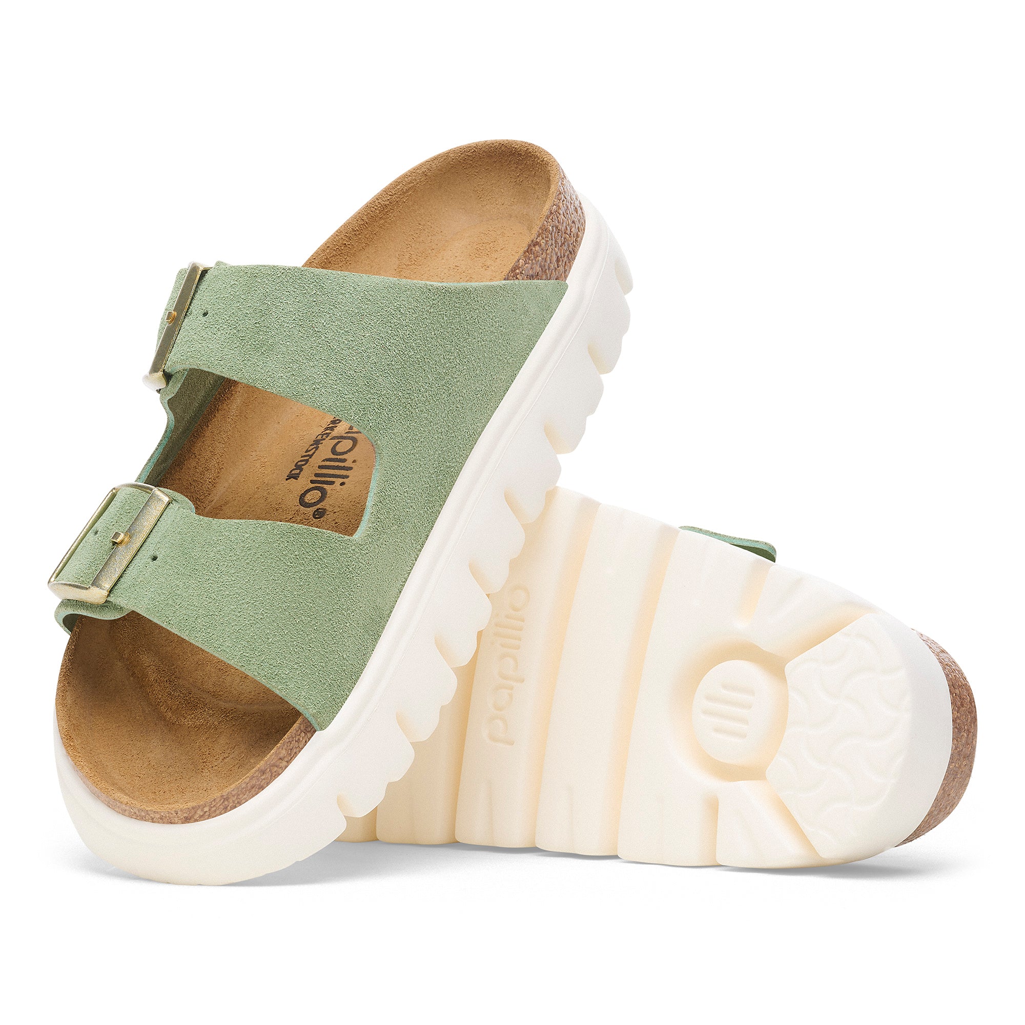 Papillio Arizona Chunky green tea suede by Birkenstock