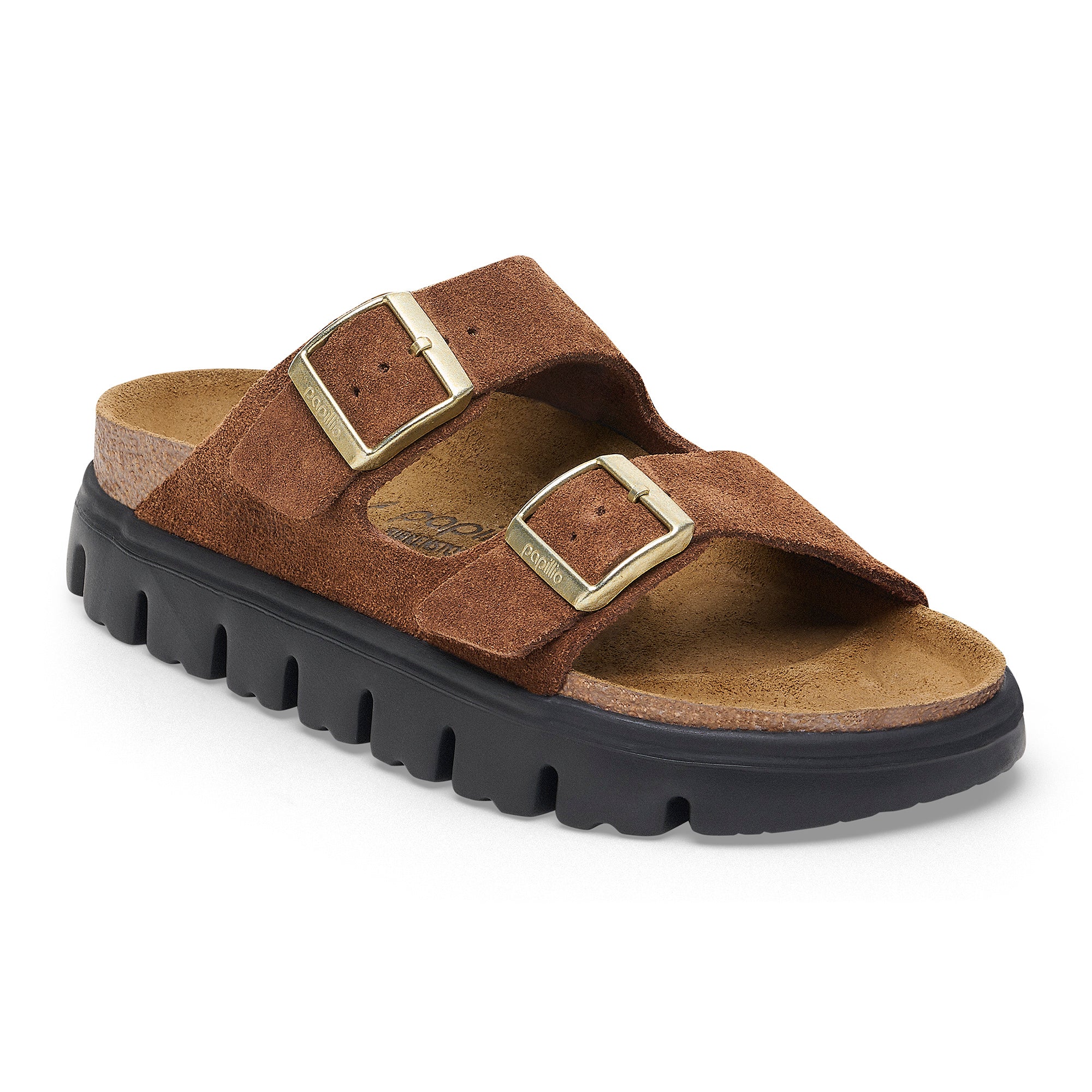 Papillio Arizona Chunky dark tea suede by Birkenstock